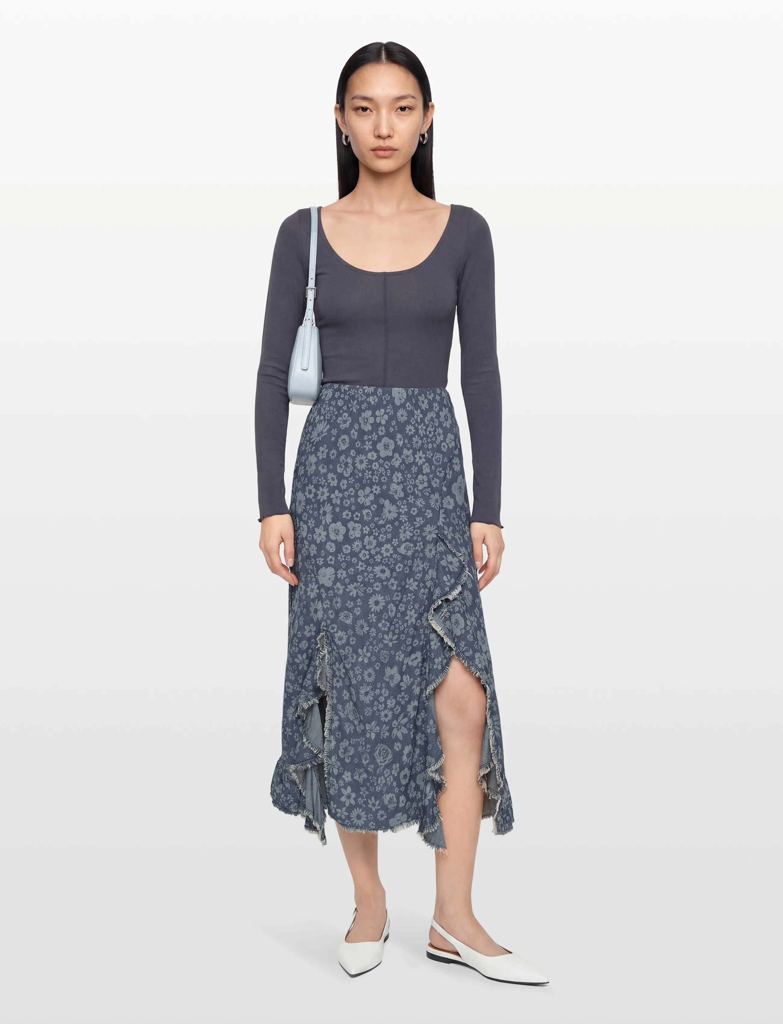 Desigual Fal_Anem, XS, Blue, Designere > Knælange Og Midi Nederdele, Dame