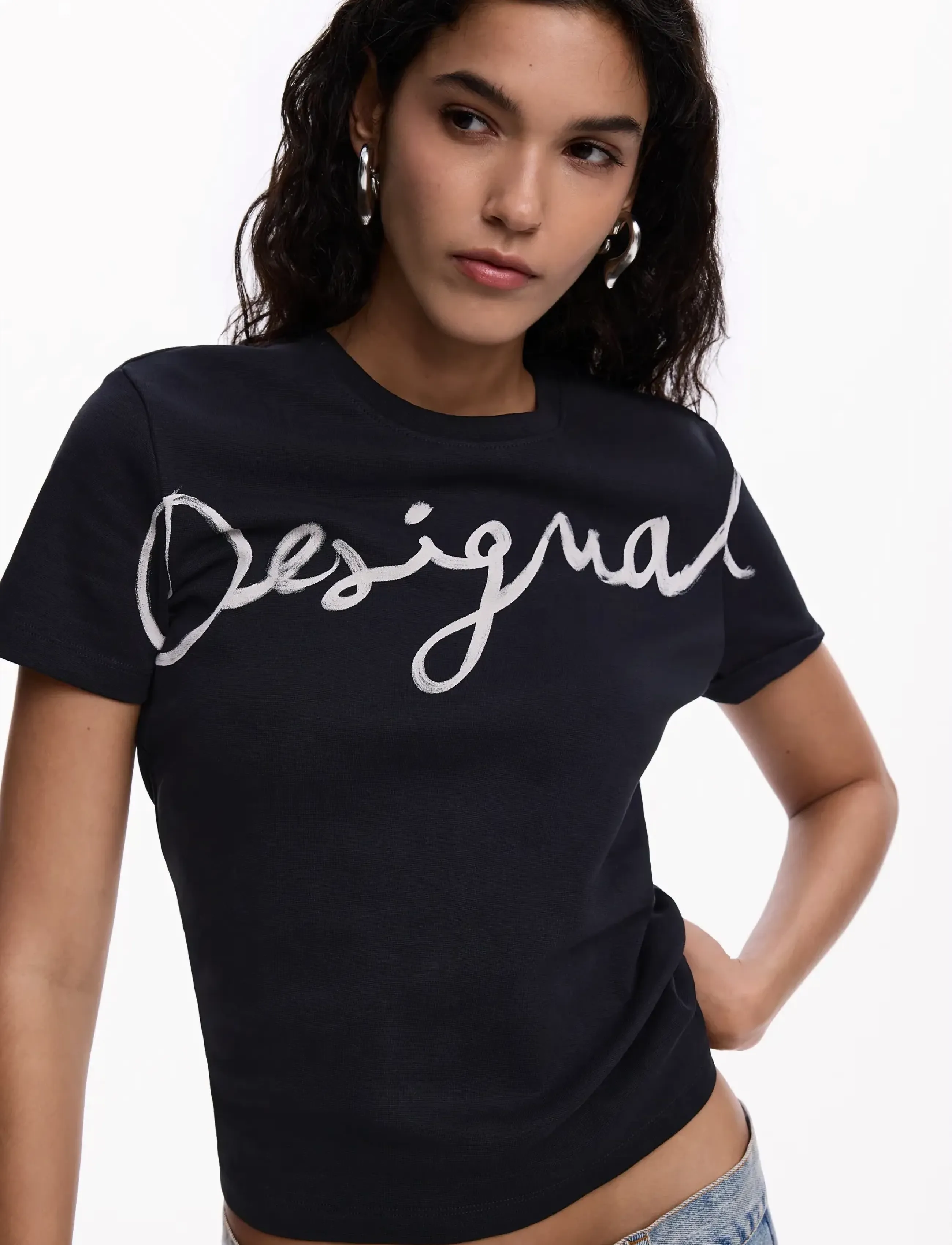 Desigual Ts_Florencia, M, Black, T-Shirts & Toppe > Kortærmede, Dame