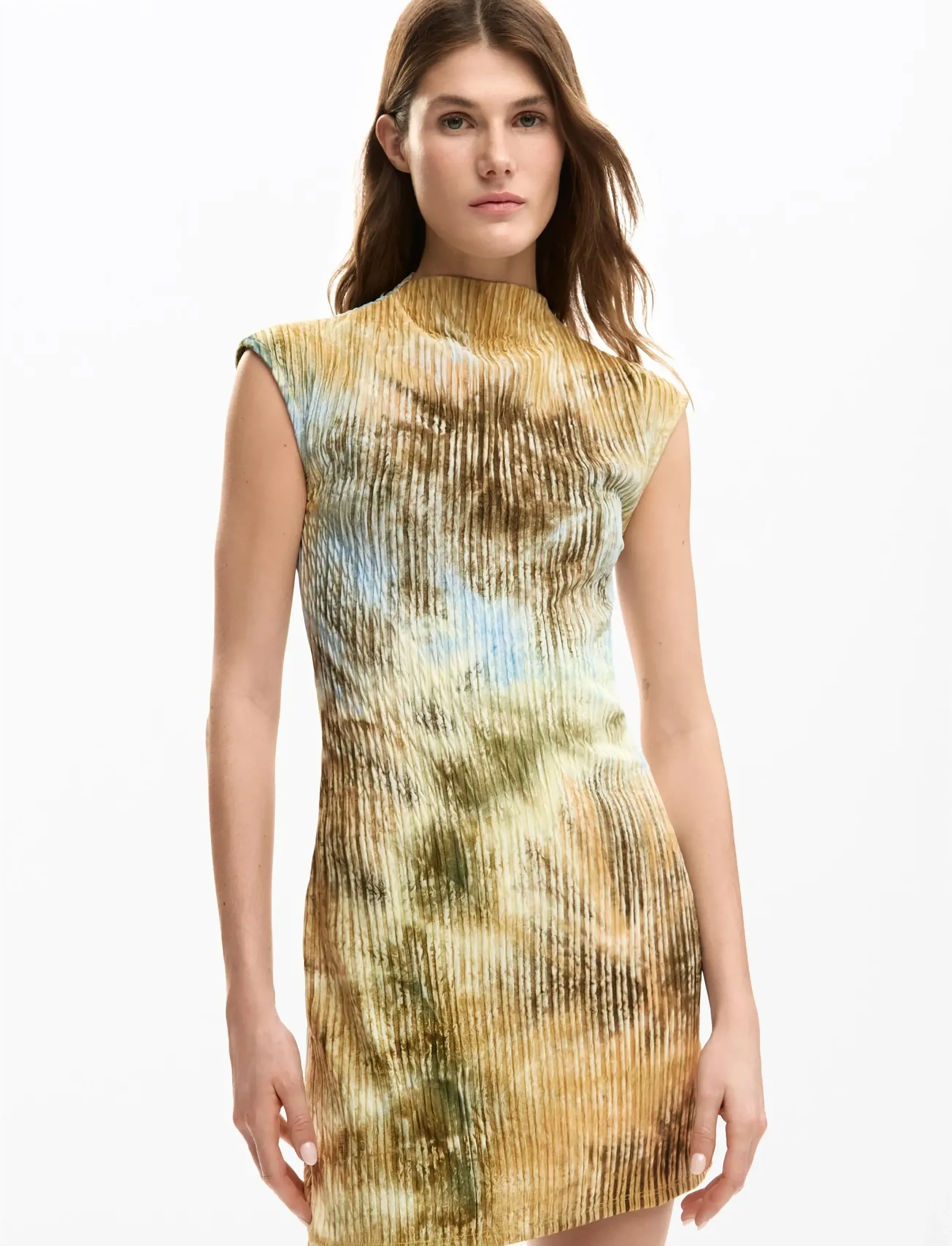 Desigual VEST_TENNESSEE, 6014 SUDAN BROWN, S - Kleider - BROWN / beige