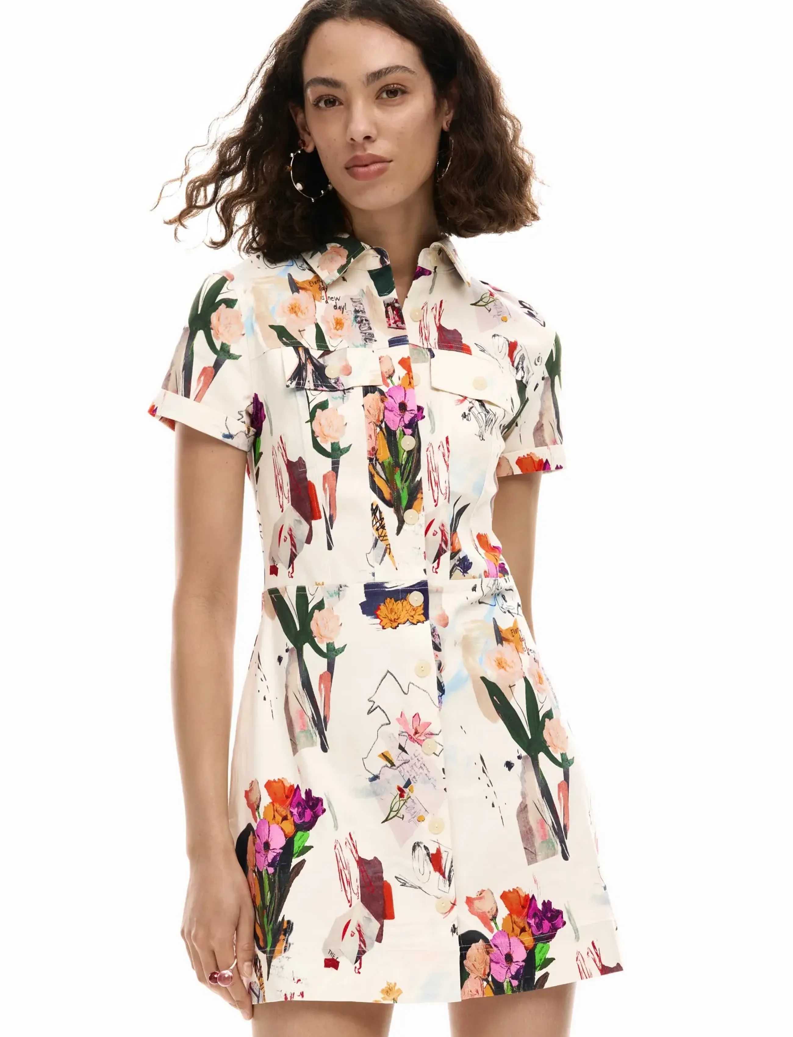Desigual Vest_Fini, XS, Cream, Designere > Shirt Dresses, Dame