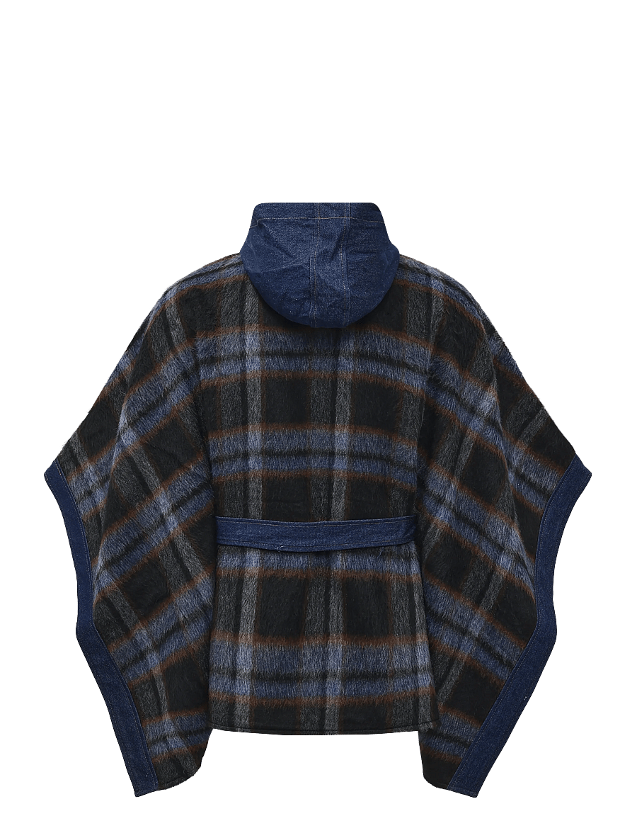 Desigual - PONCHO_ALDAMA BELT DENIM CHECKS - ponchos & capes - brown - 1