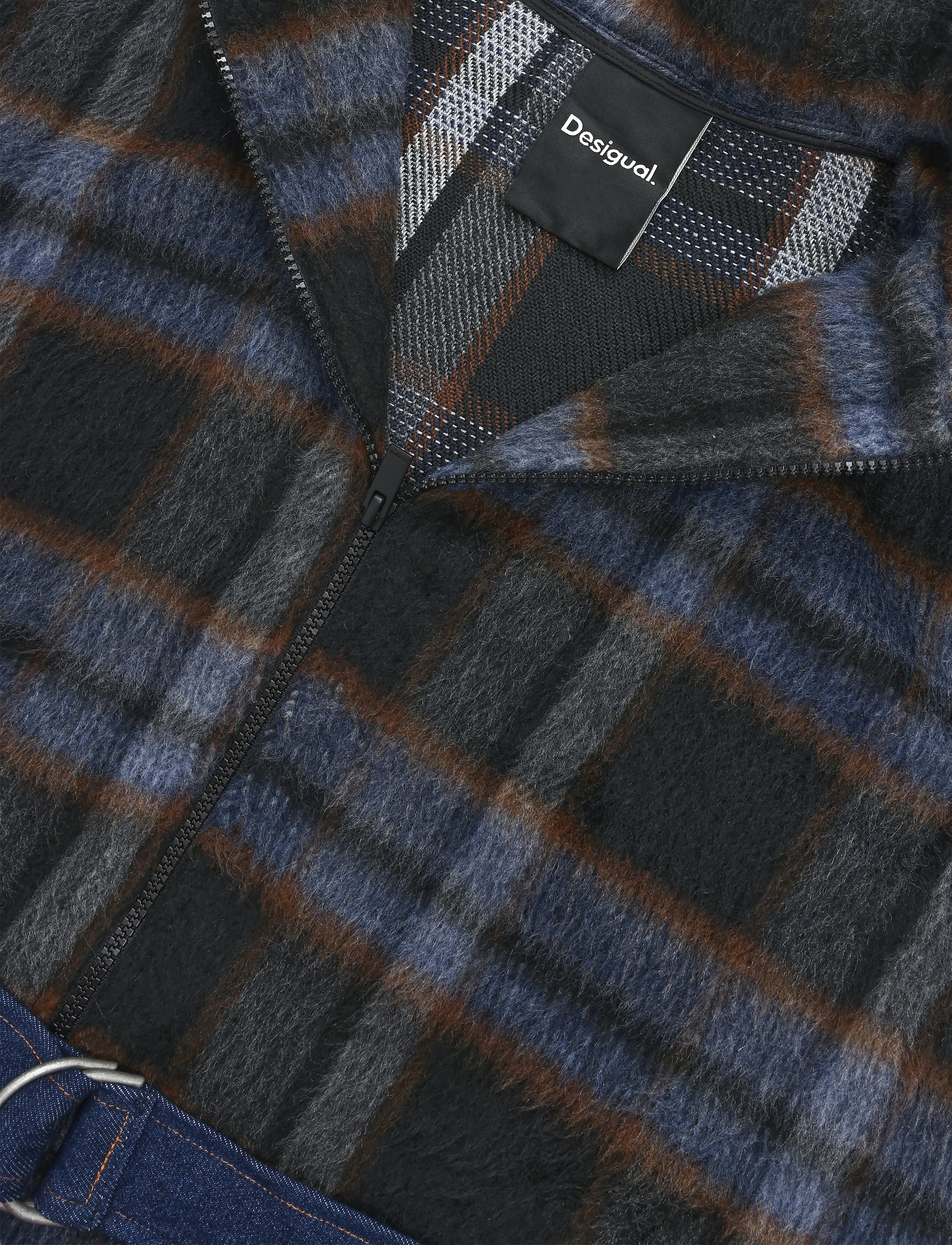 Desigual - PONCHO_ALDAMA BELT DENIM CHECKS - ponchos & capes - brown - 2