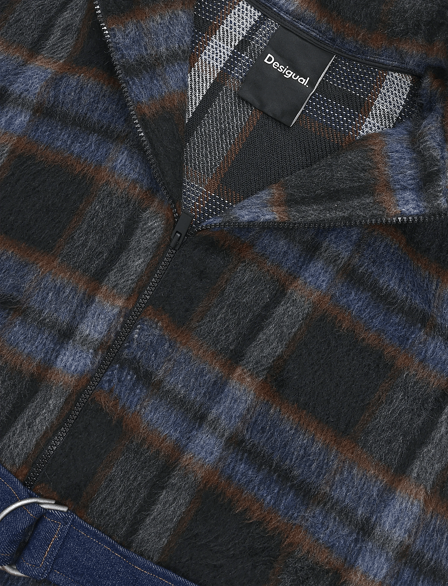 Desigual - PONCHO_ALDAMA BELT DENIM CHECKS - ponchos & capes - brown - 2