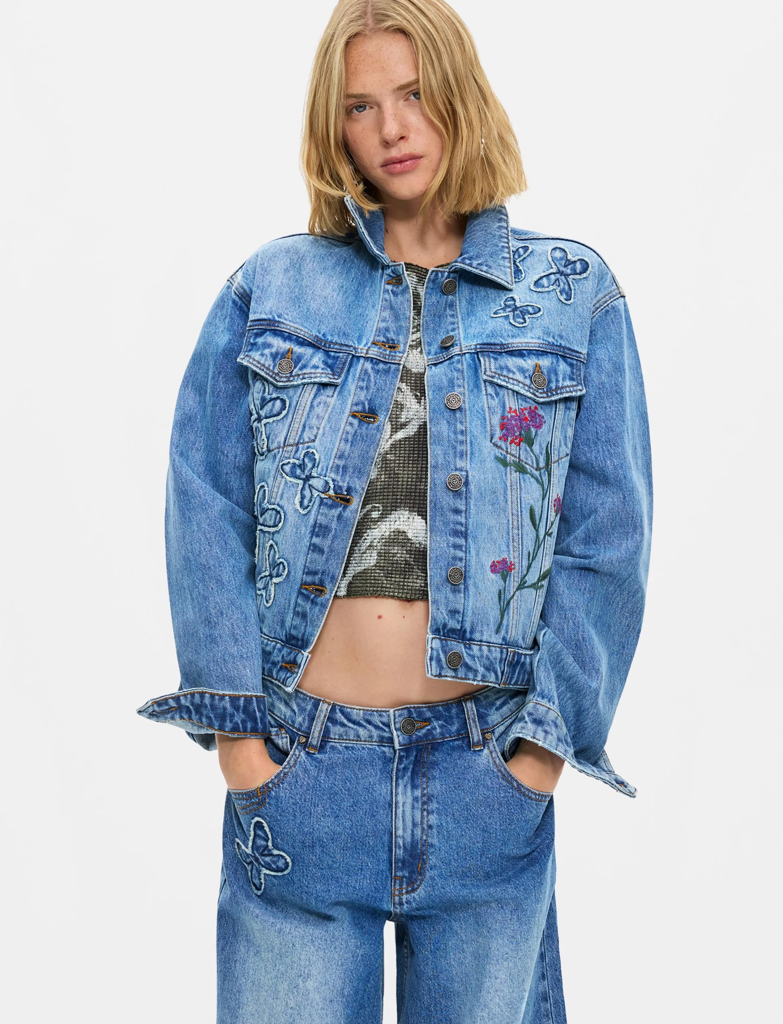 Desigual CHAQ_BUTTERFL - Joped ja mantlid - BLUE / blue