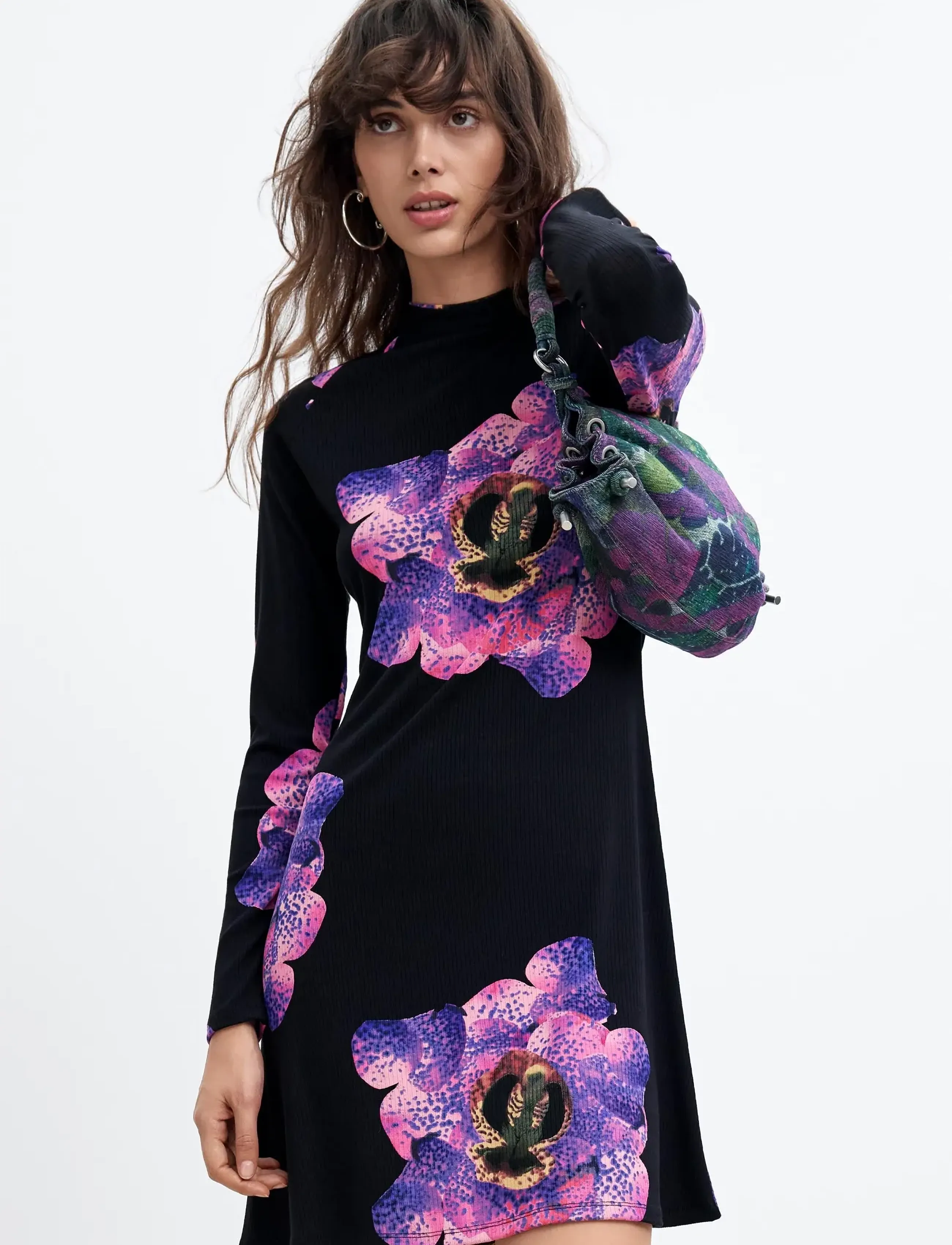 Desigual VEST_ORCHIDPURPLE_LACROIX - Strickkleider - BLACK / black