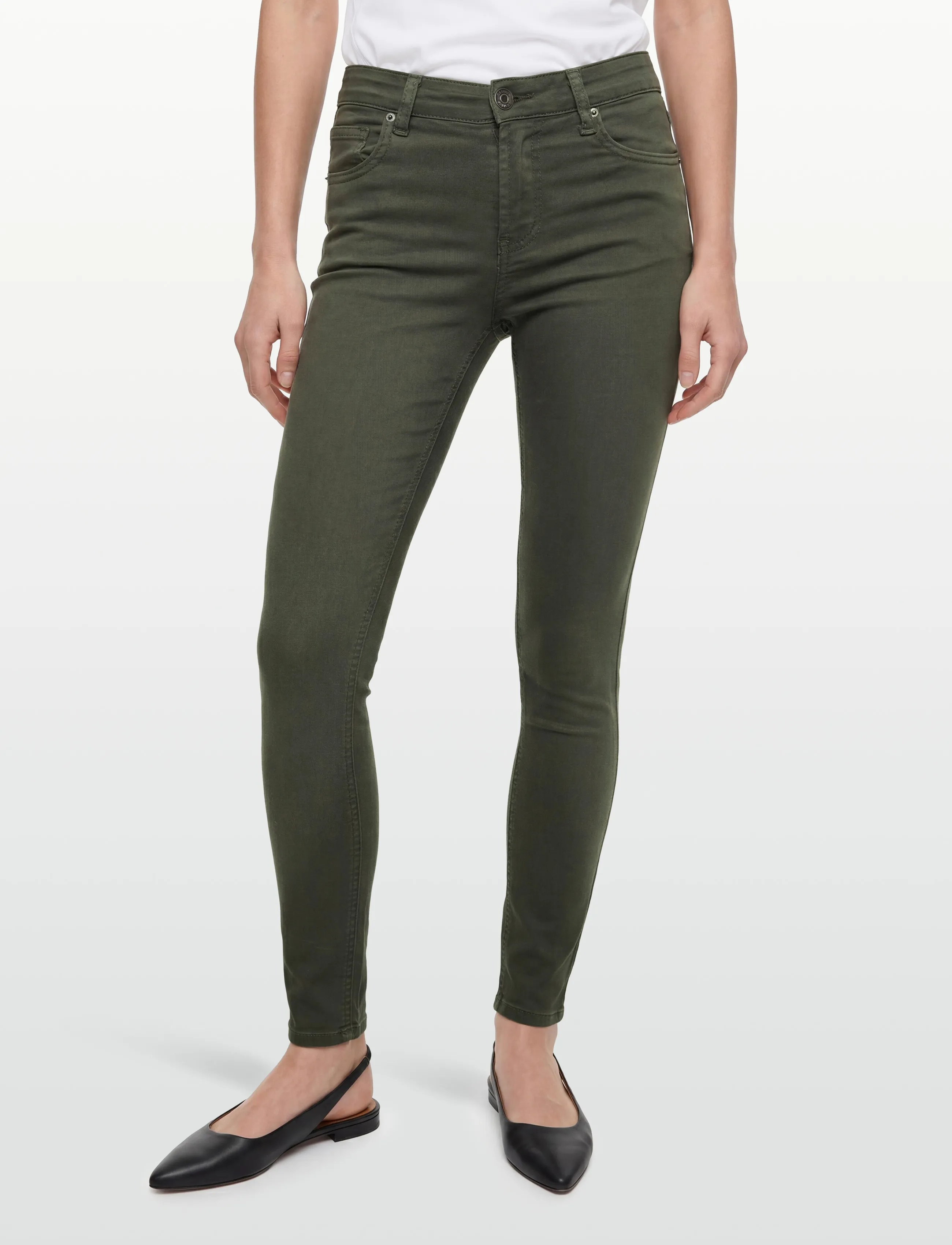 DESIRES - Lola Garment Dye Midwaist - slim fit bukser - beluga green - 3