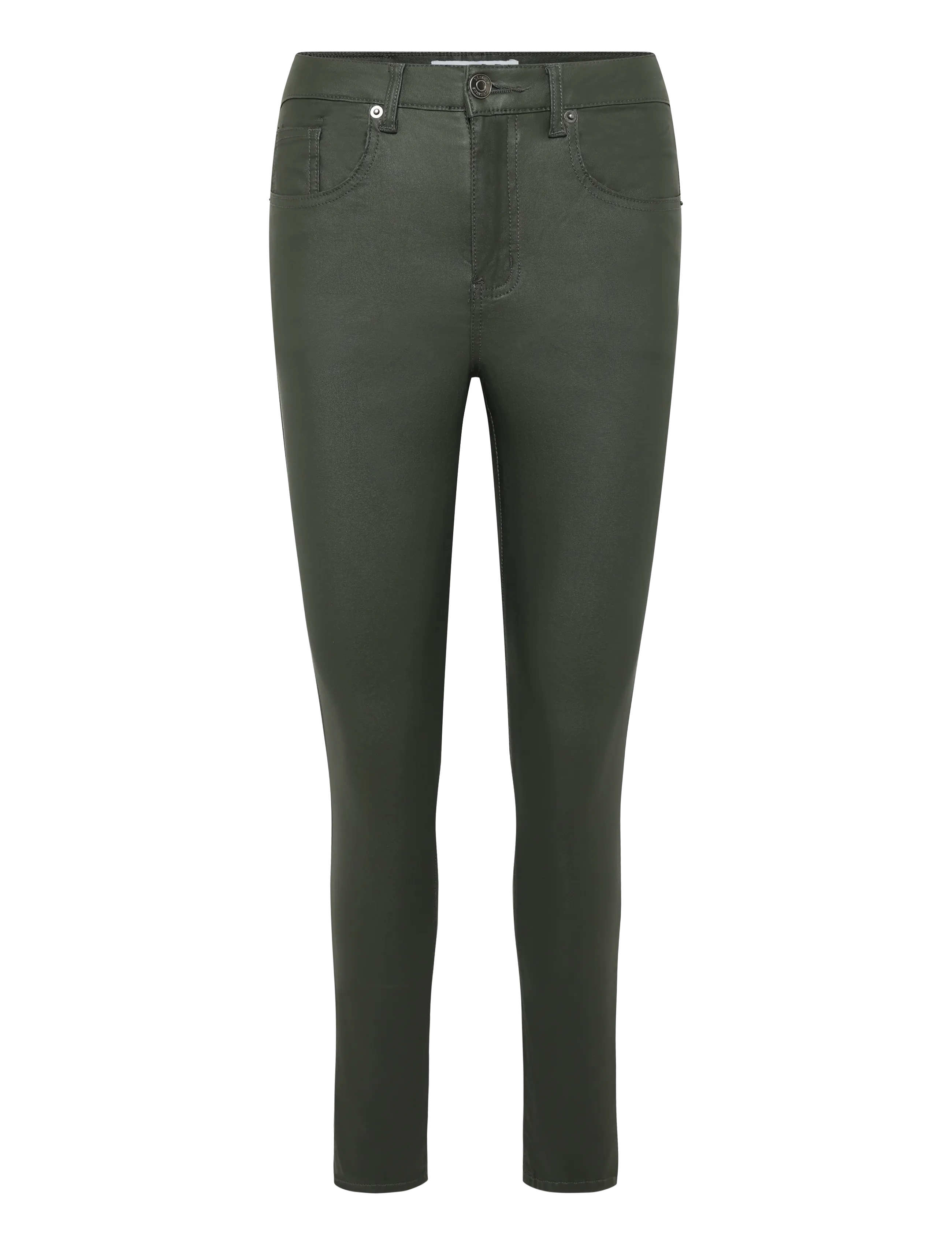 DESIRES Lola Midwaist Coated Hosen Khaki - 31 - Damen