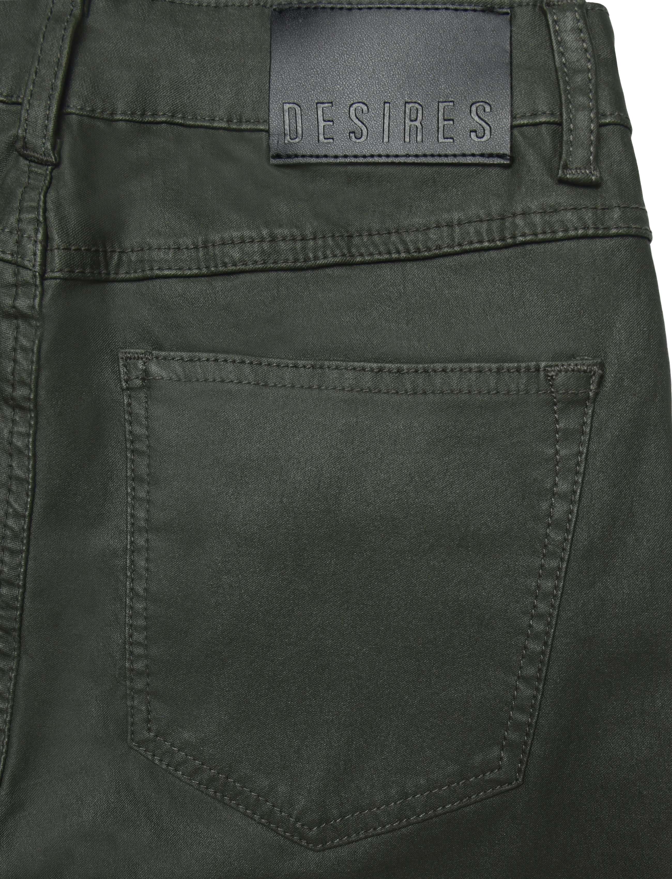 DESIRES - Lola Midwaist Coated Pants - skinny jeans - beluga green - 5