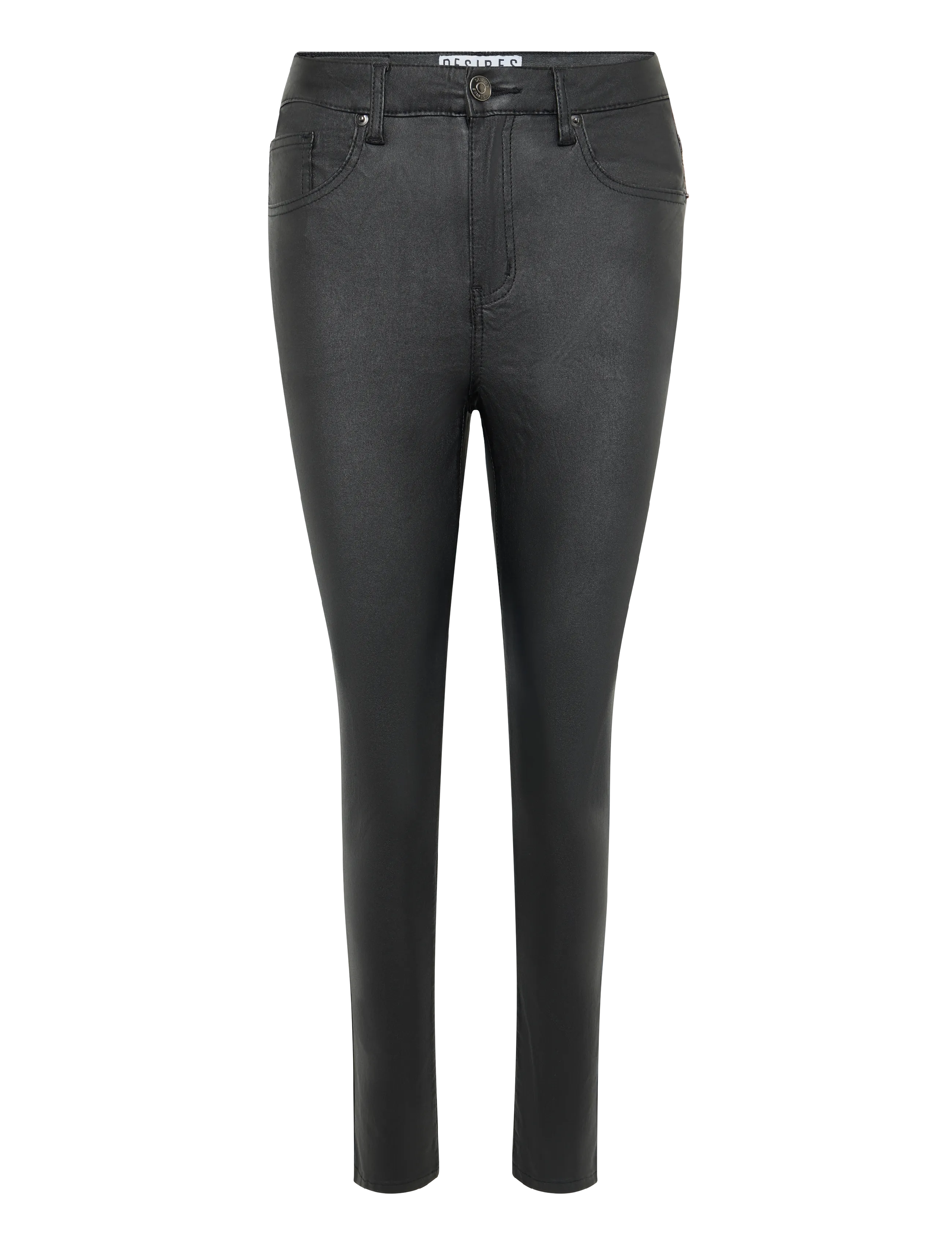 DESIRES Lola Midwaist Coated Hosen Schwarz - 33 - Damen