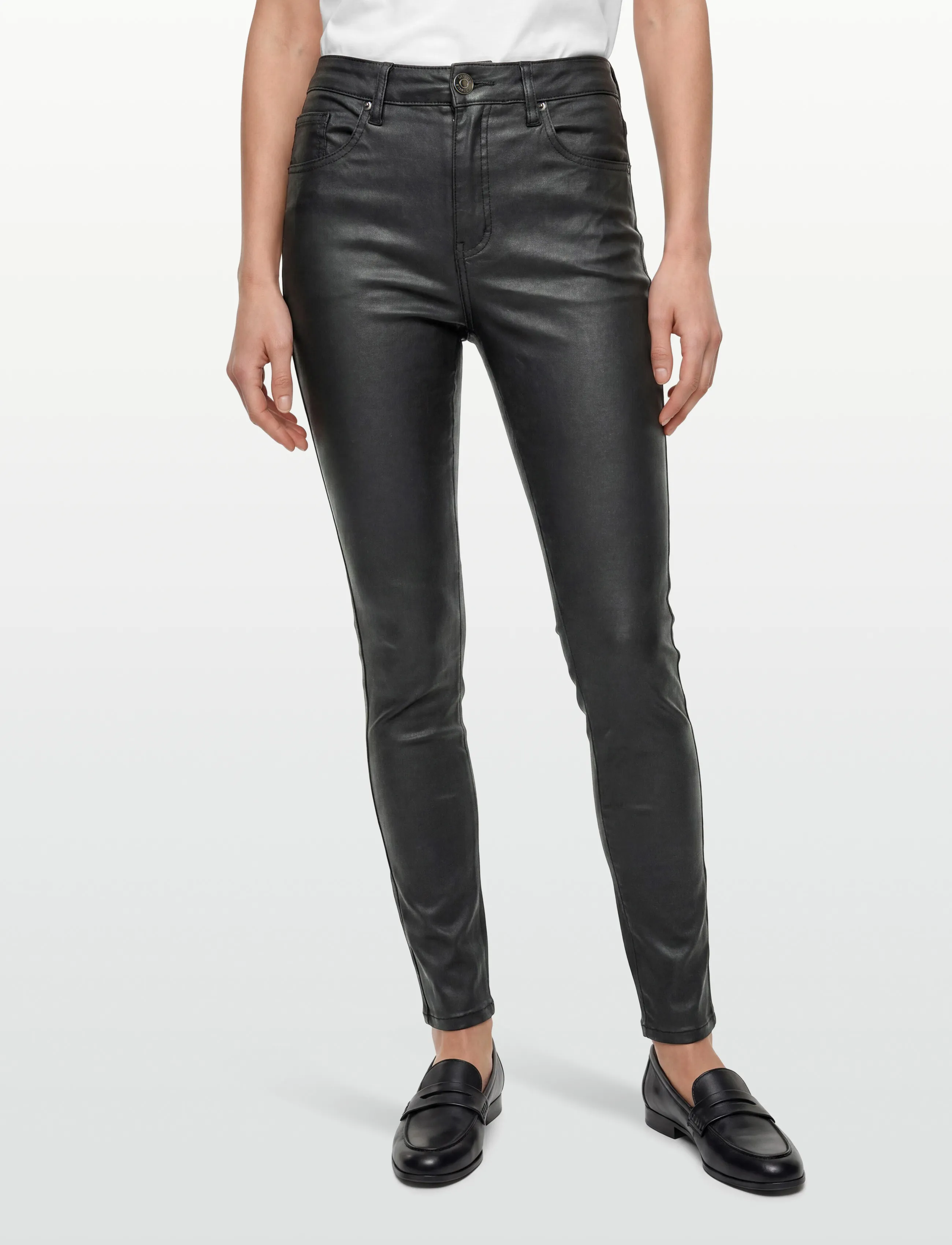 DESIRES - Lola Midwaist Coated Pants - skinny jeans - sort - 3