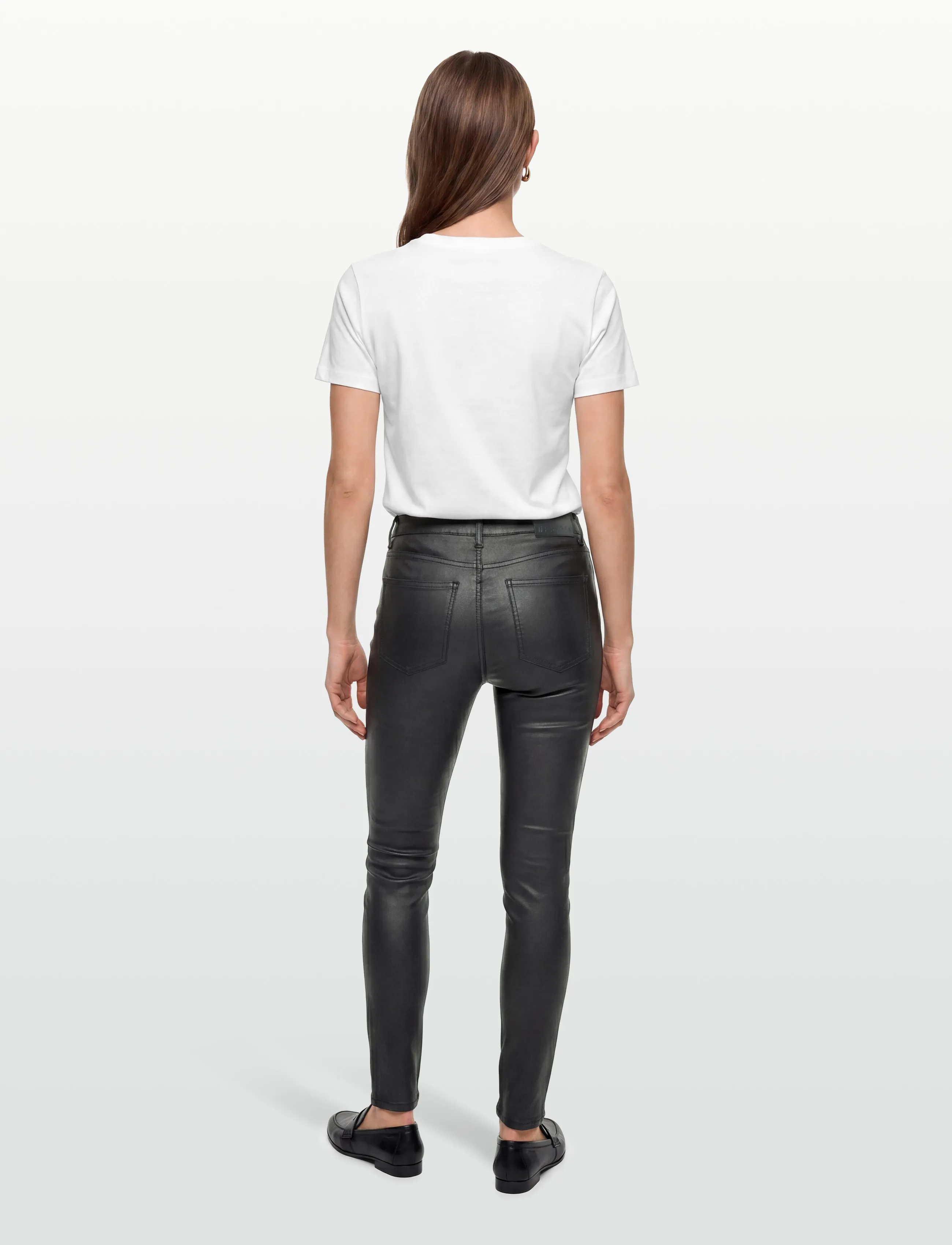 DESIRES - Lola Midwaist Coated Pants - skinny jeans - sort - 4