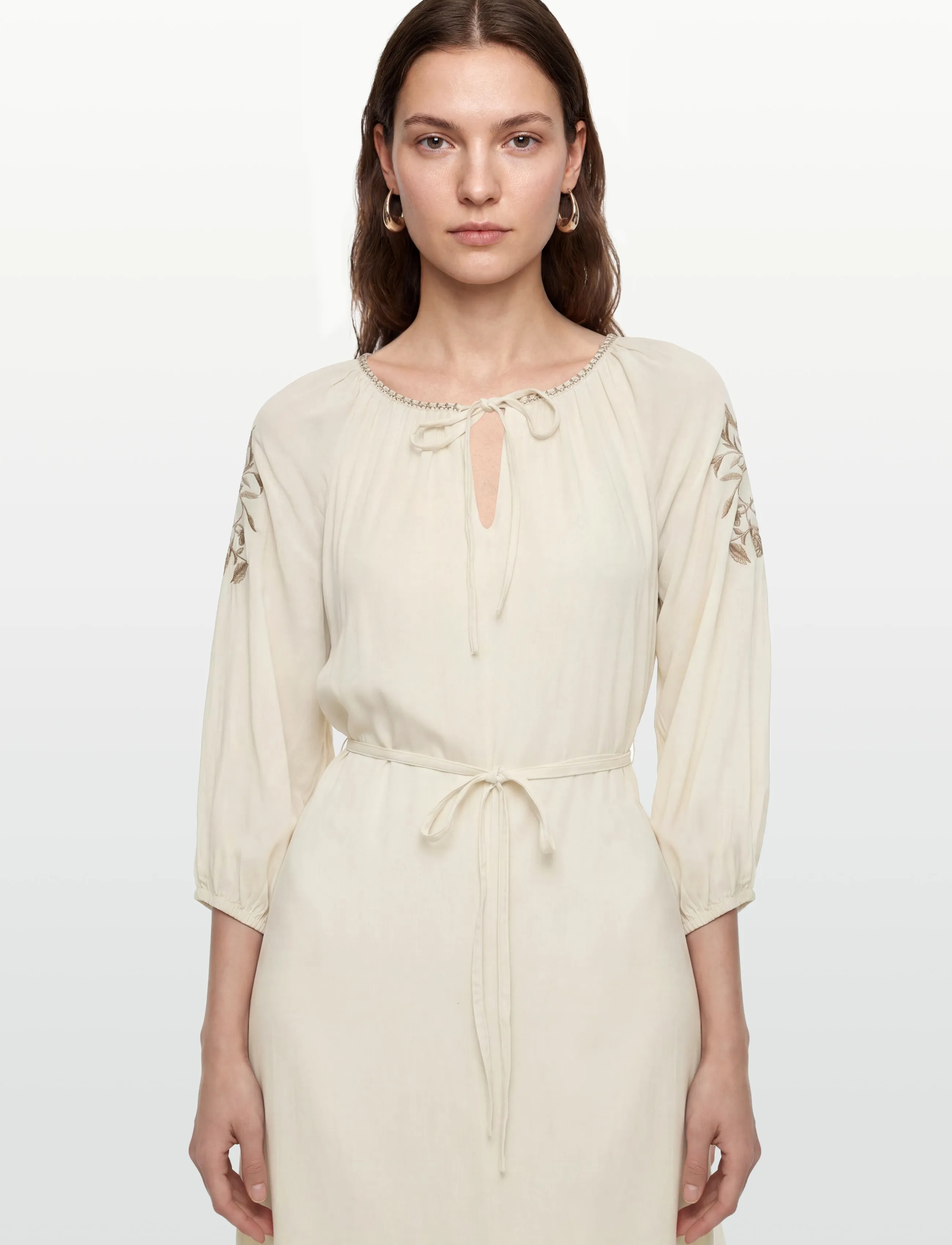 DESIRES - Christa 3/4 Sleeve Ankle Length Emb - sommerkjoler - white peony - 3