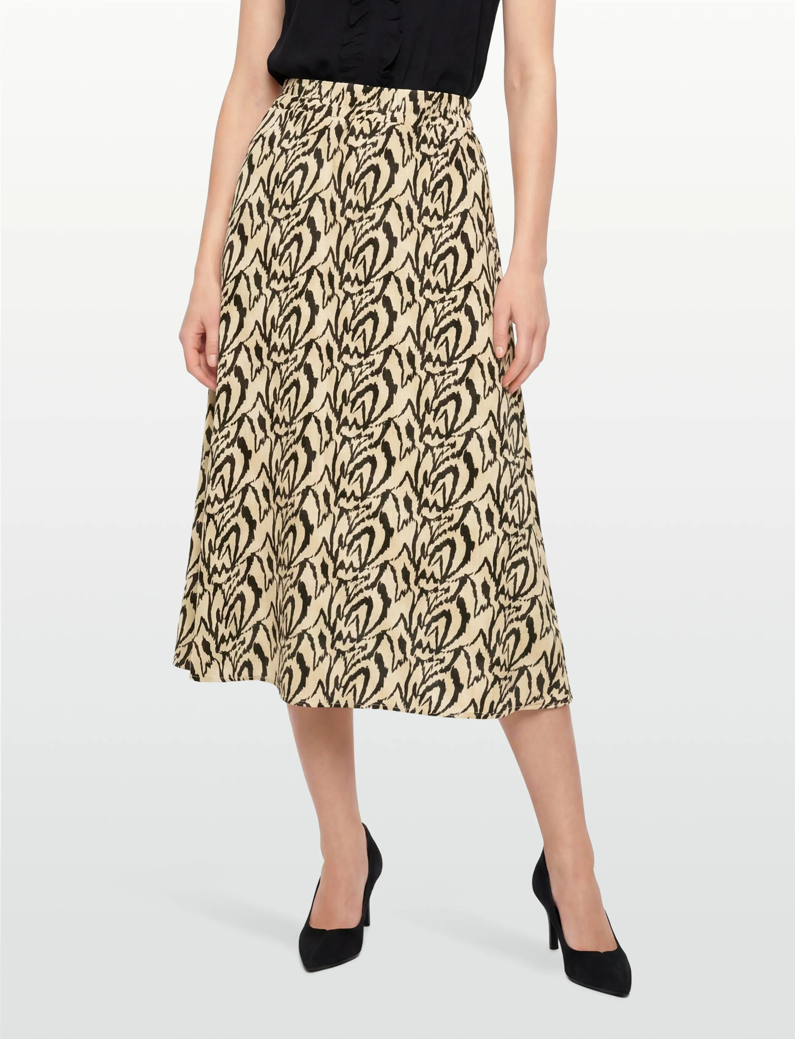 DESIRES - Daniela High Waist Midcalf Skirt - midi nederdele - cuban sand print - 3