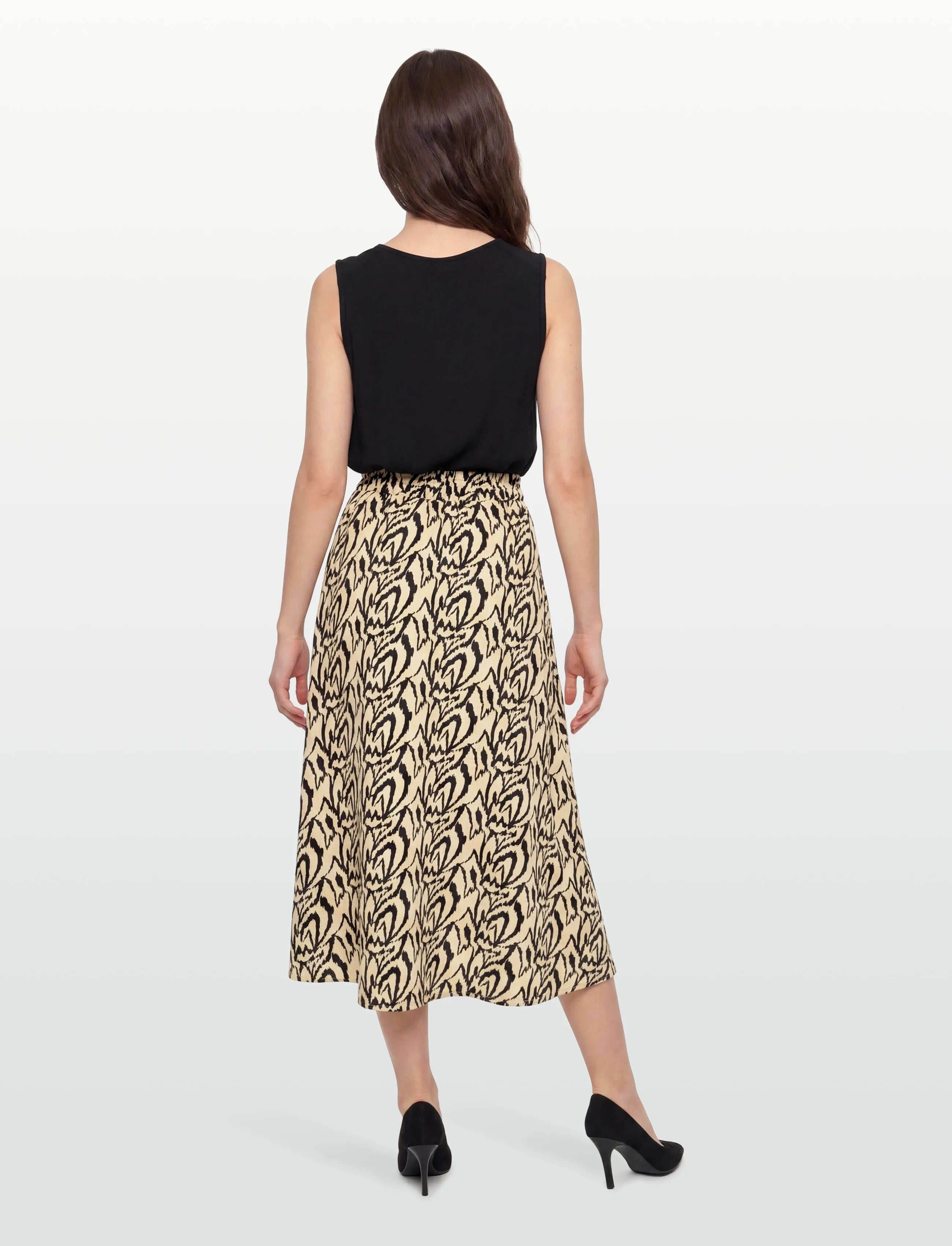 DESIRES - Daniela High Waist Midcalf Skirt - midi nederdele - cuban sand print - 4