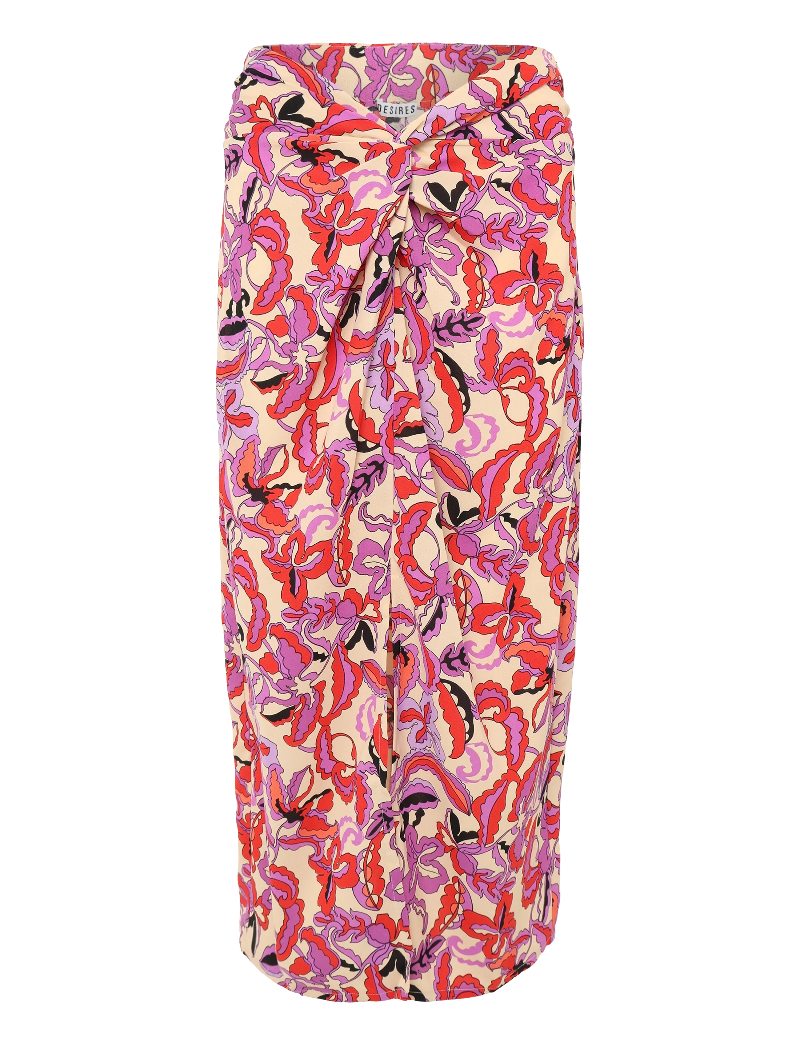DESIRES Delilah Midwaist Midcalf Knot Skirt - Midi kjolar - GARDENIA PRINT / multi