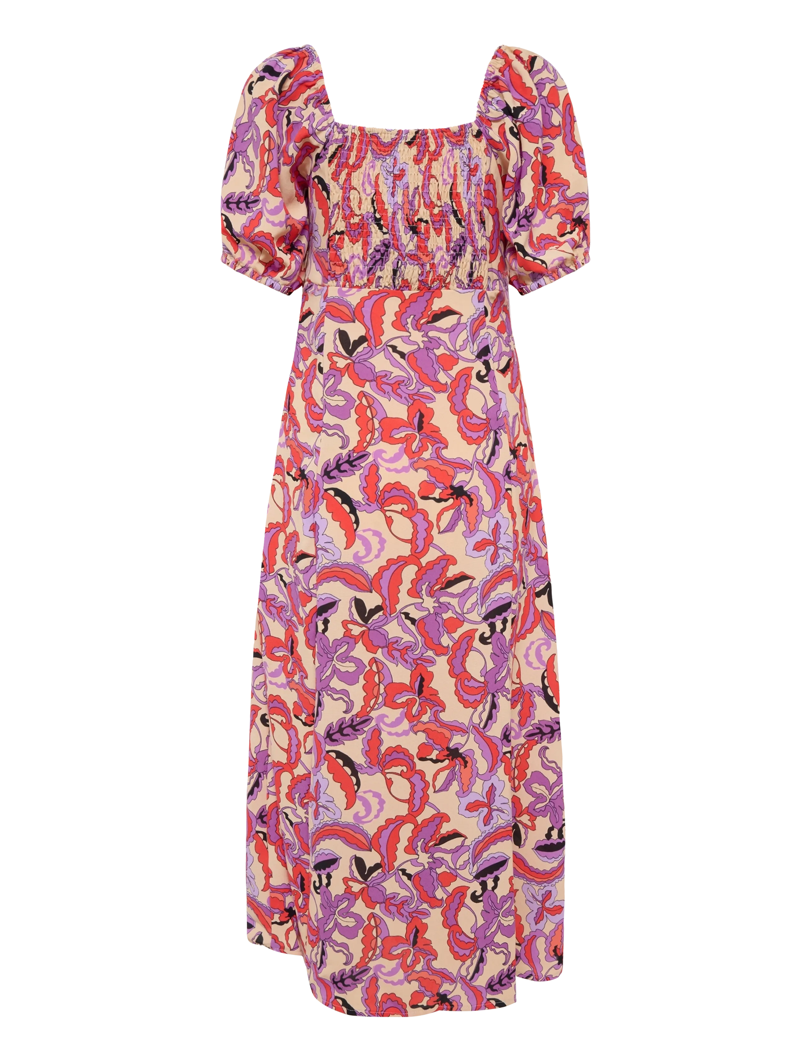 DESIRES - Delilah Short Sleeve Midcalf Dress - sommerkjoler - gardenia print - 2