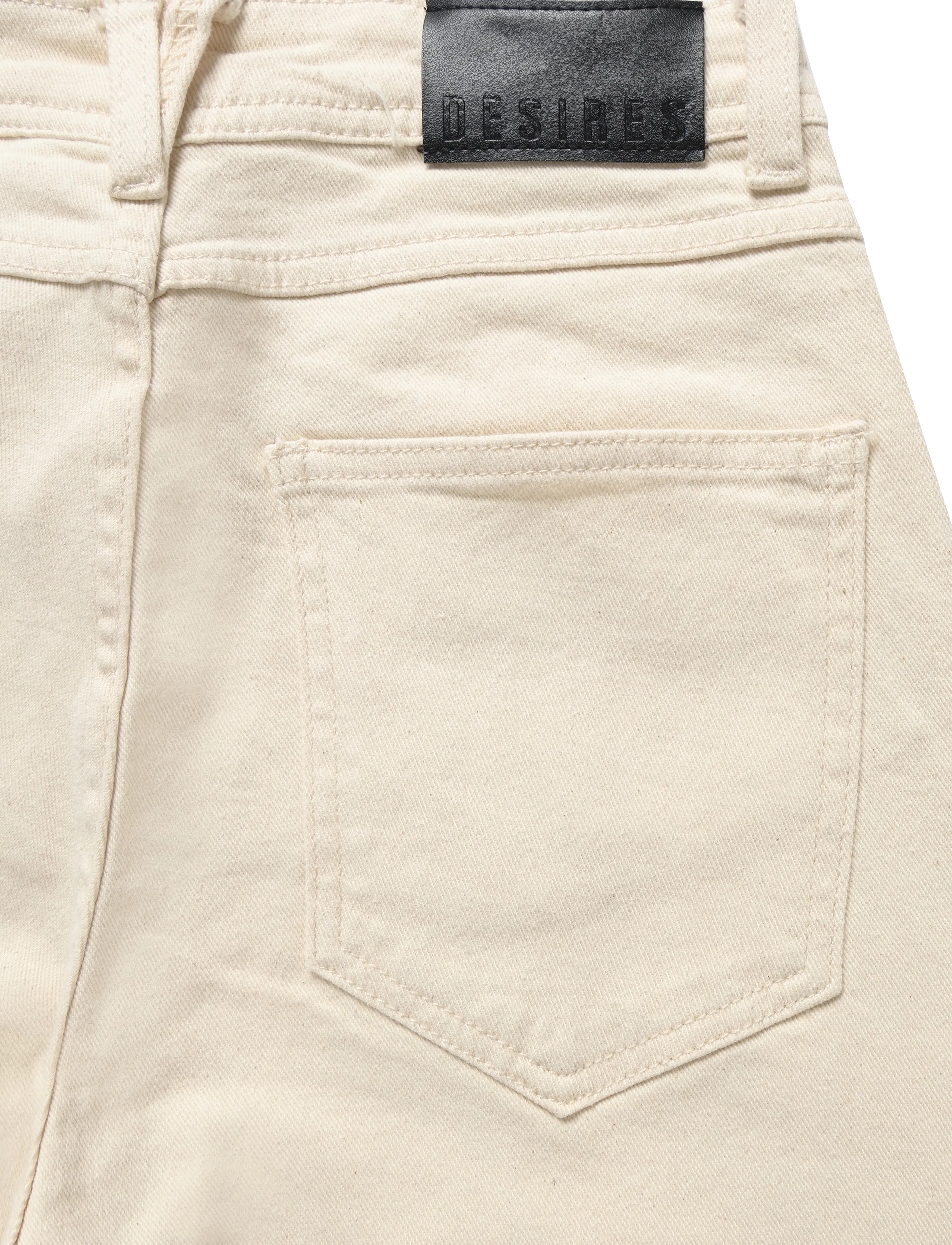 DESIRES - DSFlorence Mid Waisted Frill Detail - brede jeans - almond milk - 2