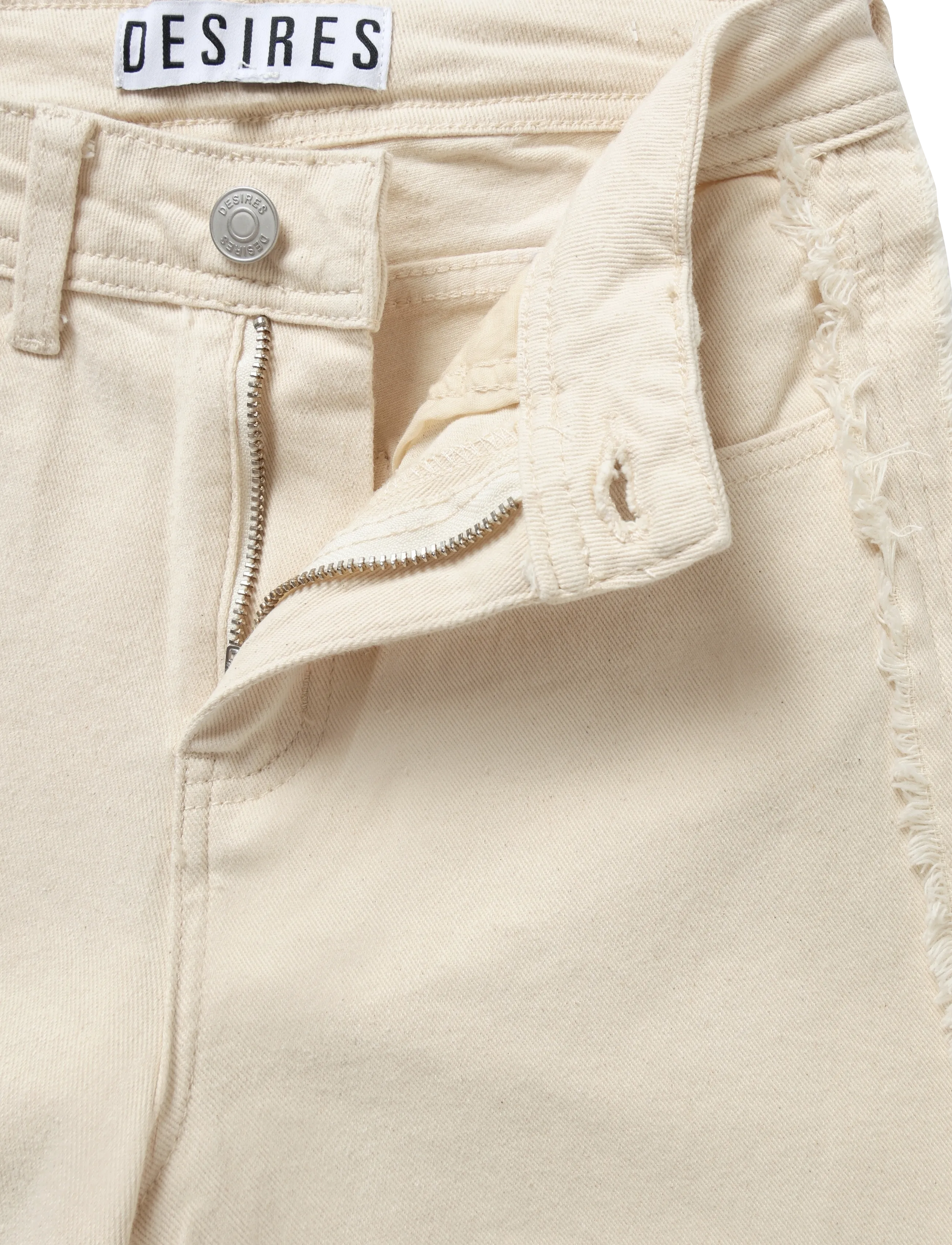 DESIRES - DSFlorence Mid Waisted Frill Detail - brede jeans - almond milk - 3
