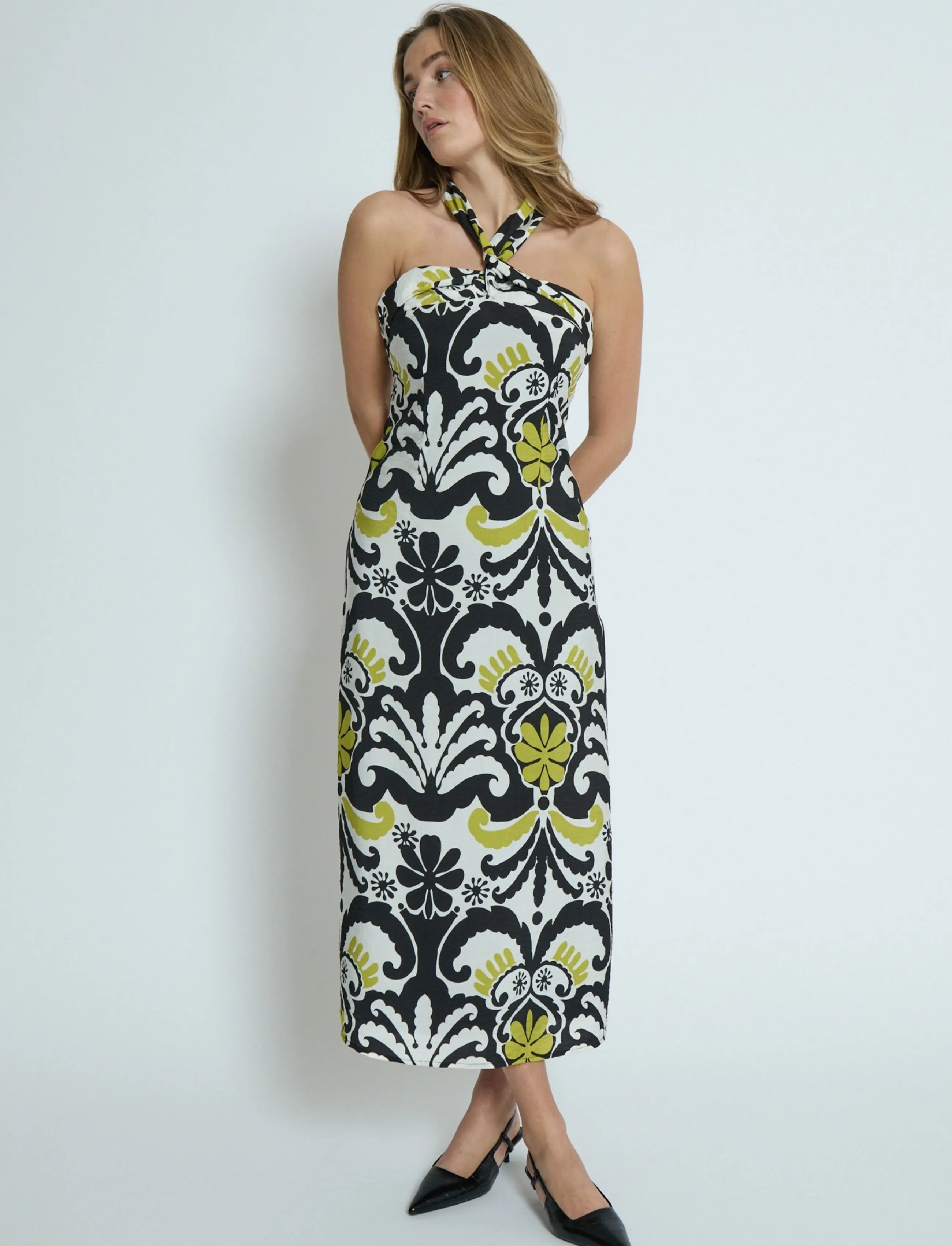 DESIRES DSNori Halterneck Print Dress - Maxikleider - GARDENIA PRINT / white