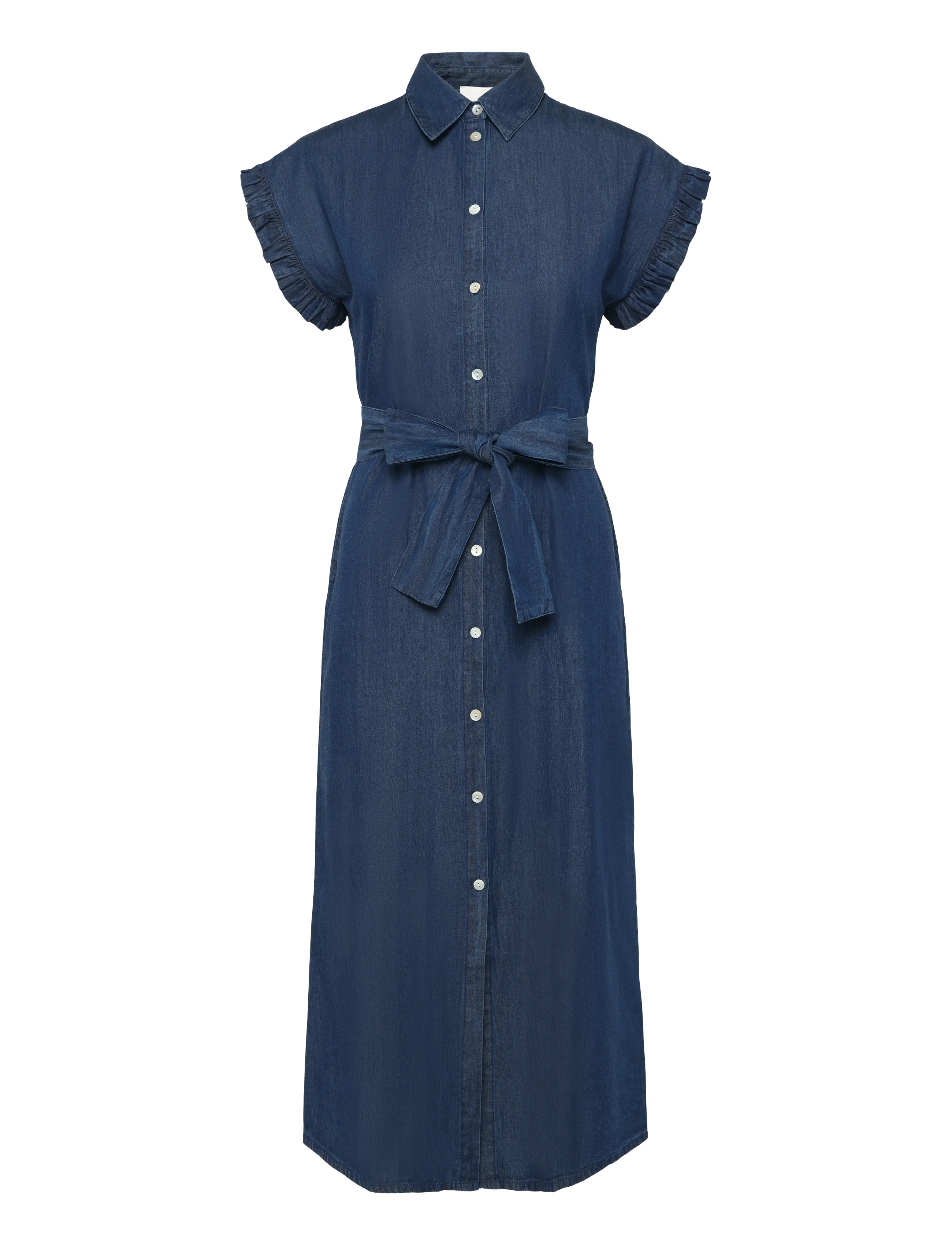 DESIRES Dsdarlene Frill Midi Kleid Blau - 34 - Damen