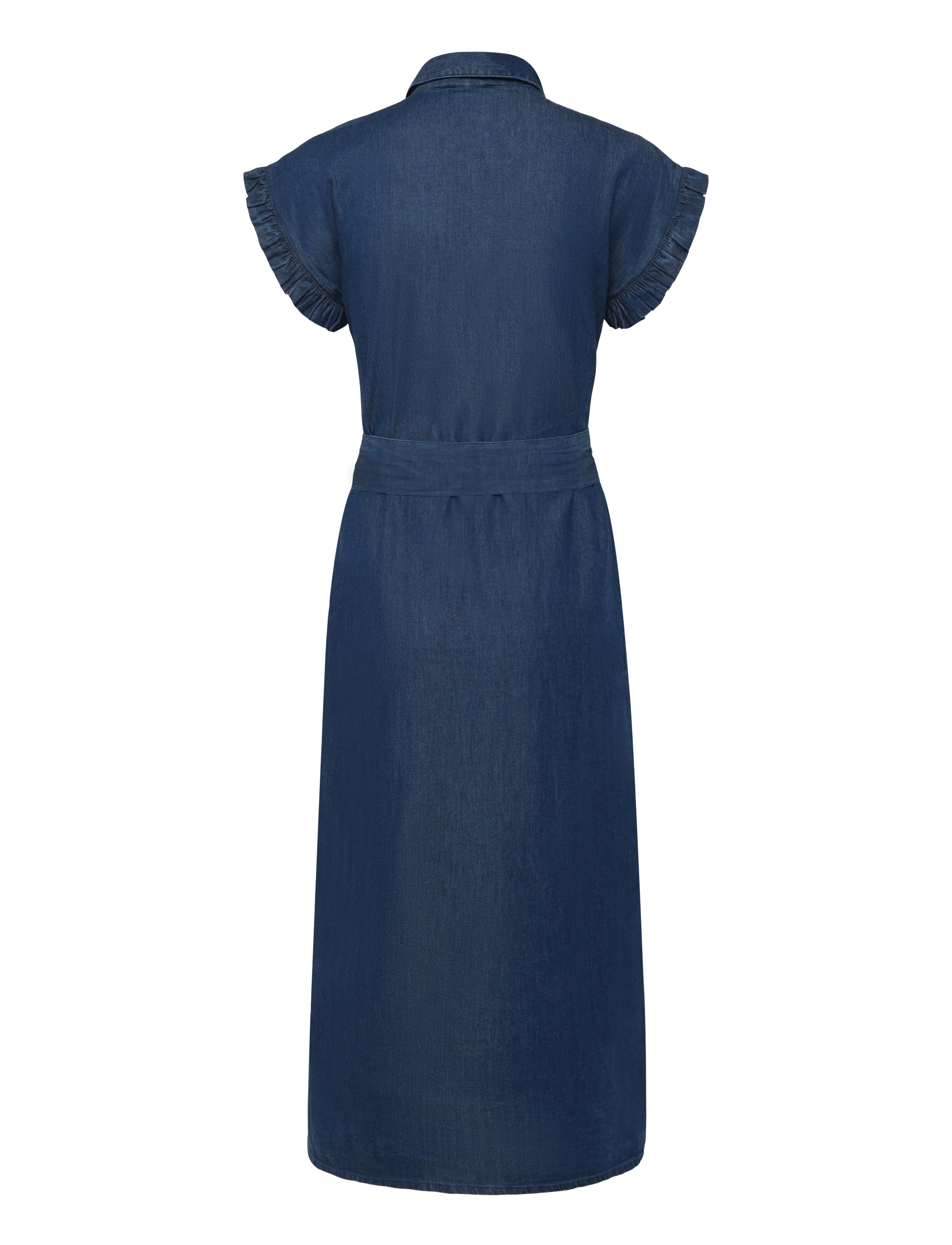DESIRES - DSDarlene Frill Midi Dress - cowboykjoler - mid blue denim - 2