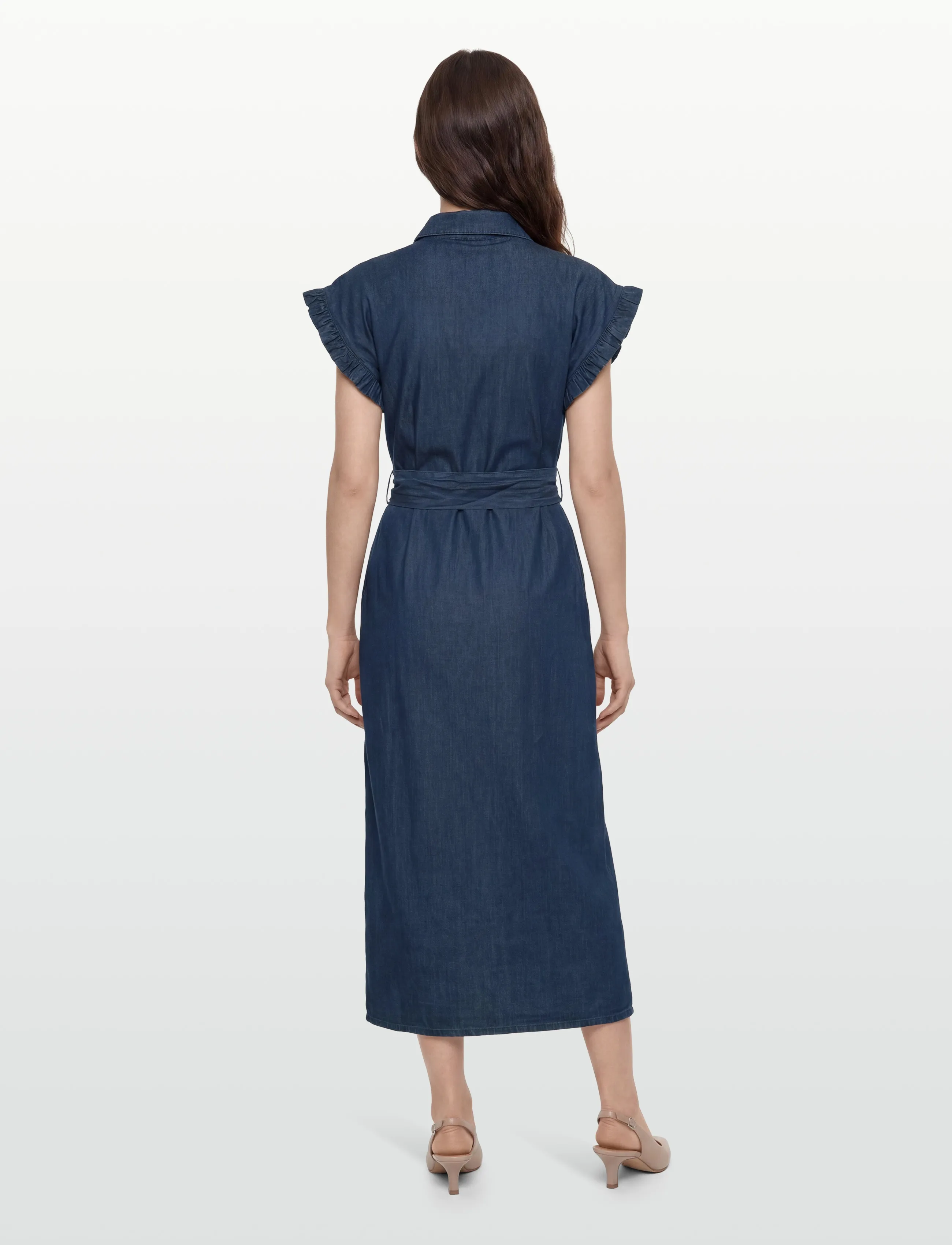 DESIRES - DSDarlene Frill Midi Dress - cowboykjoler - mid blue denim - 4