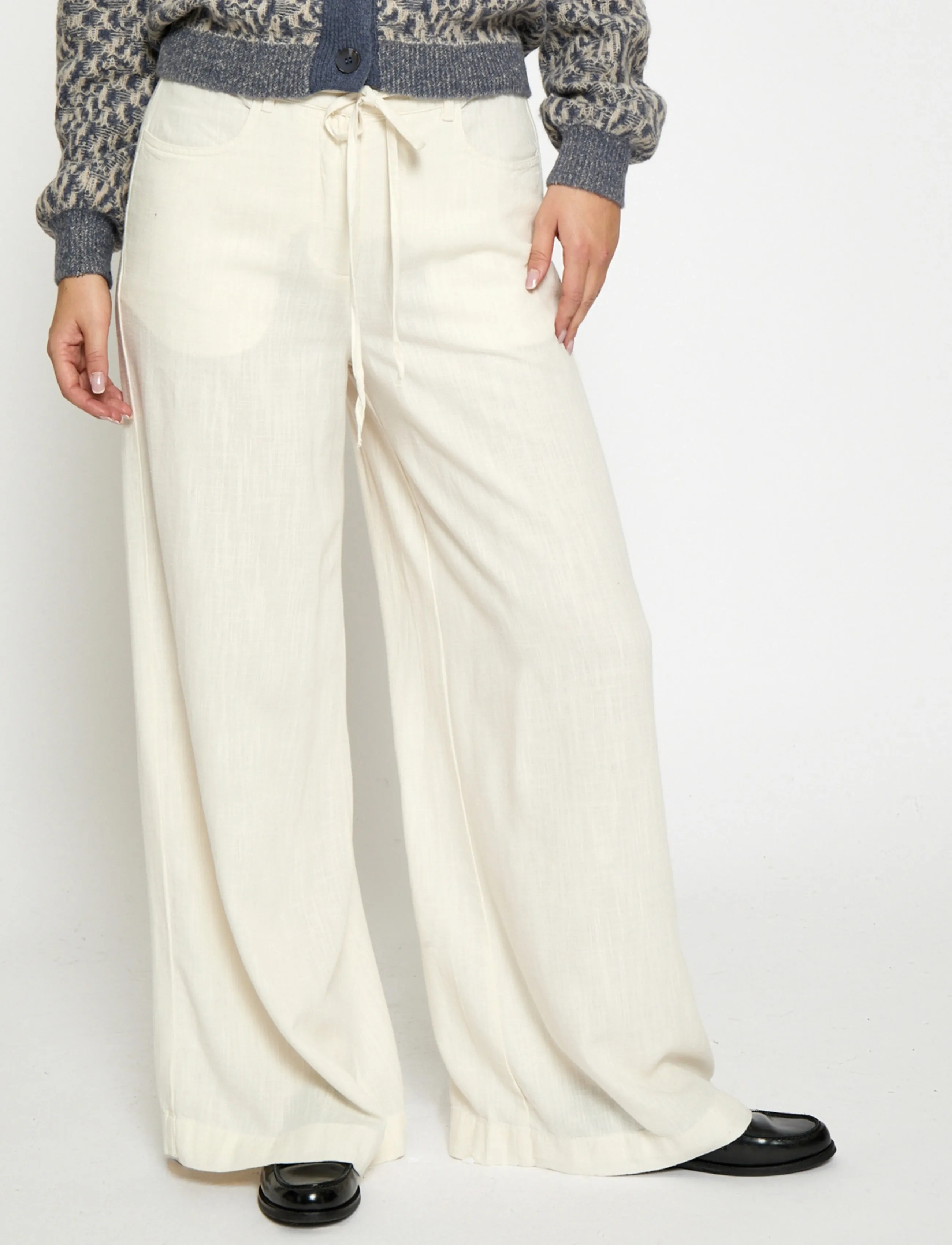 DESIRES DSGrace Pant - Pellavahousut - TOFU / cream
