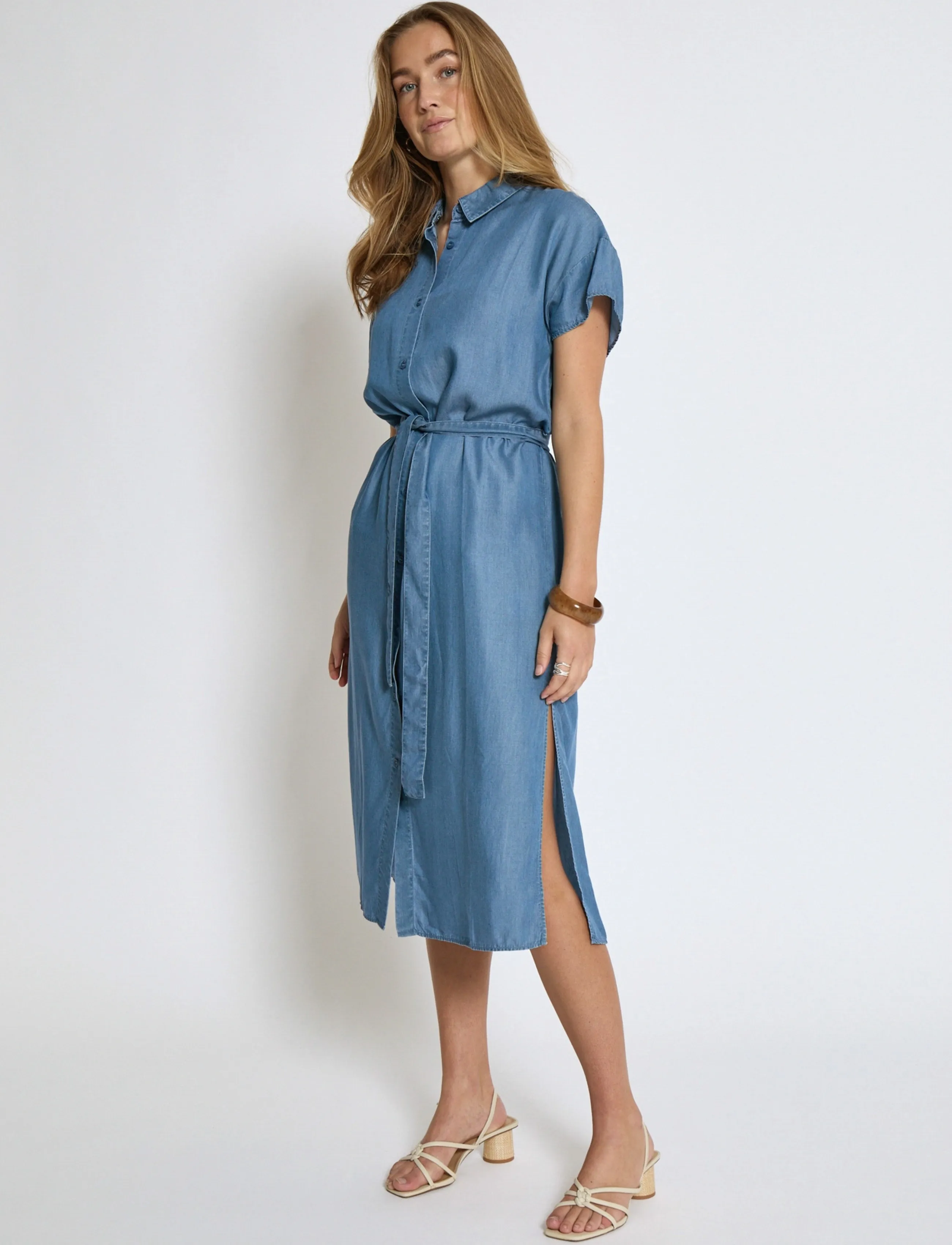 DESIRES DSElaina Lyocell Shirt Dress - Skjortekjoler - MID-BLUE DENIM / blue