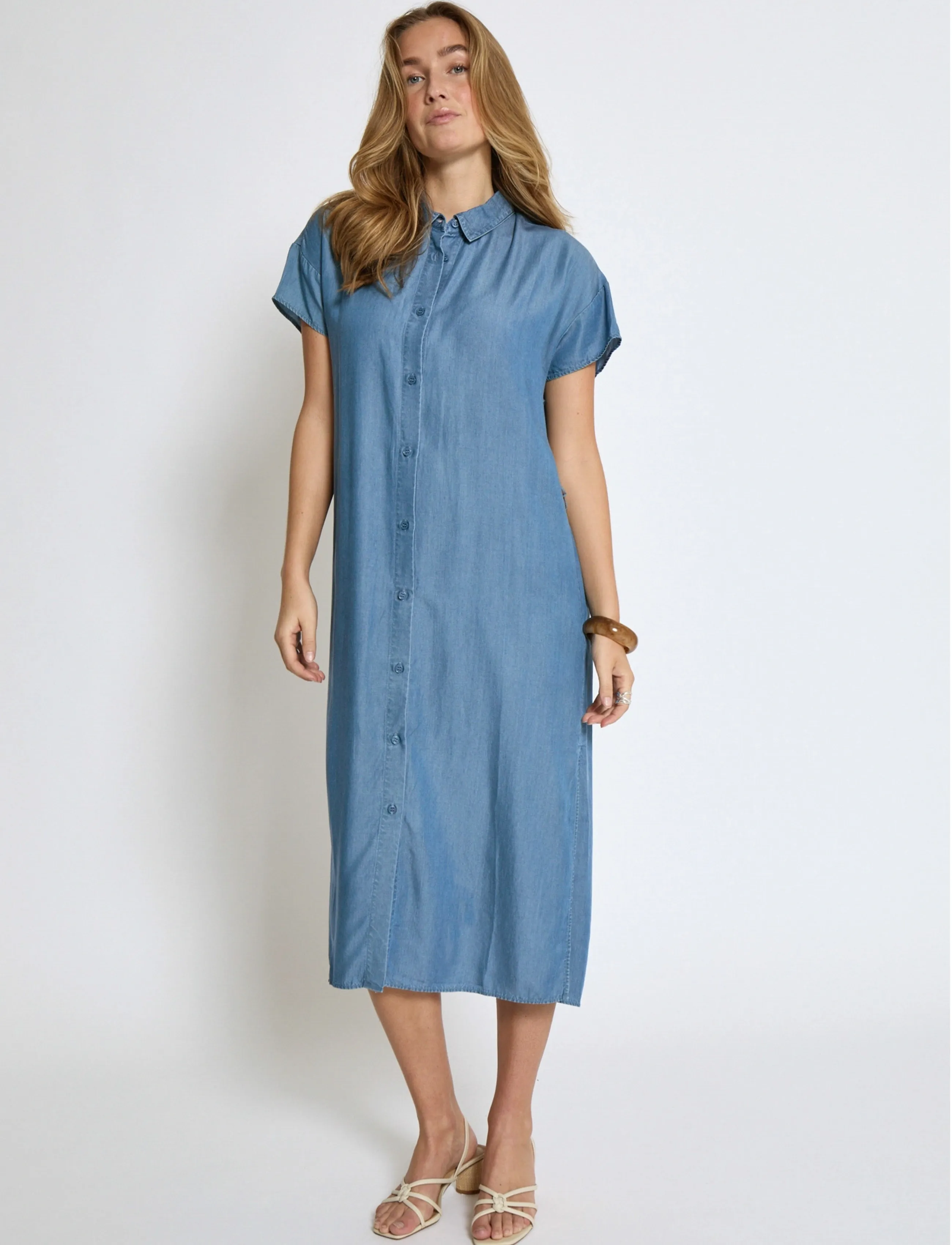 DESIRES - DSElaina Lyocell Shirt Dress - mid-blue denim - 3