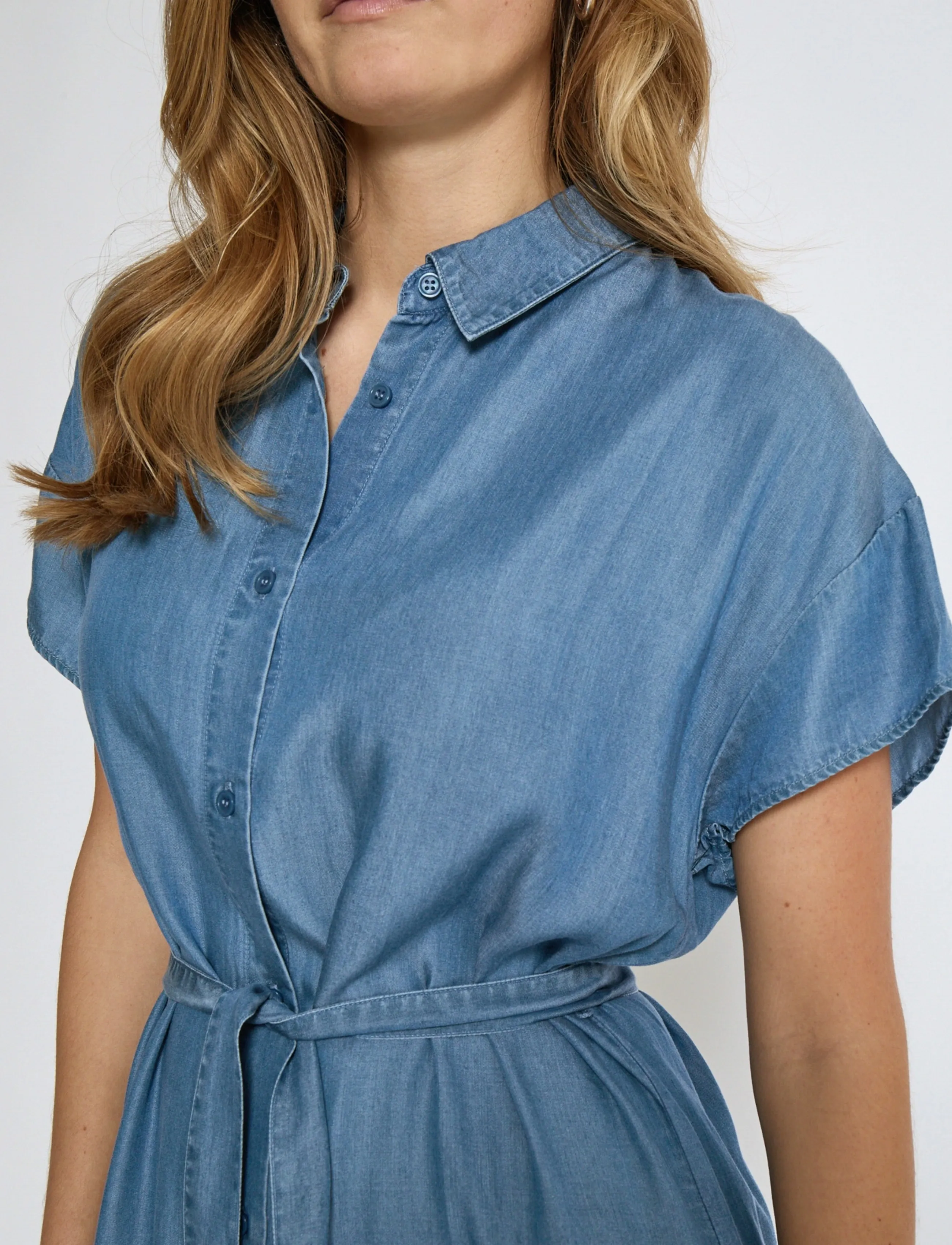 DESIRES - DSElaina Lyocell Shirt Dress - mid-blue denim - 4