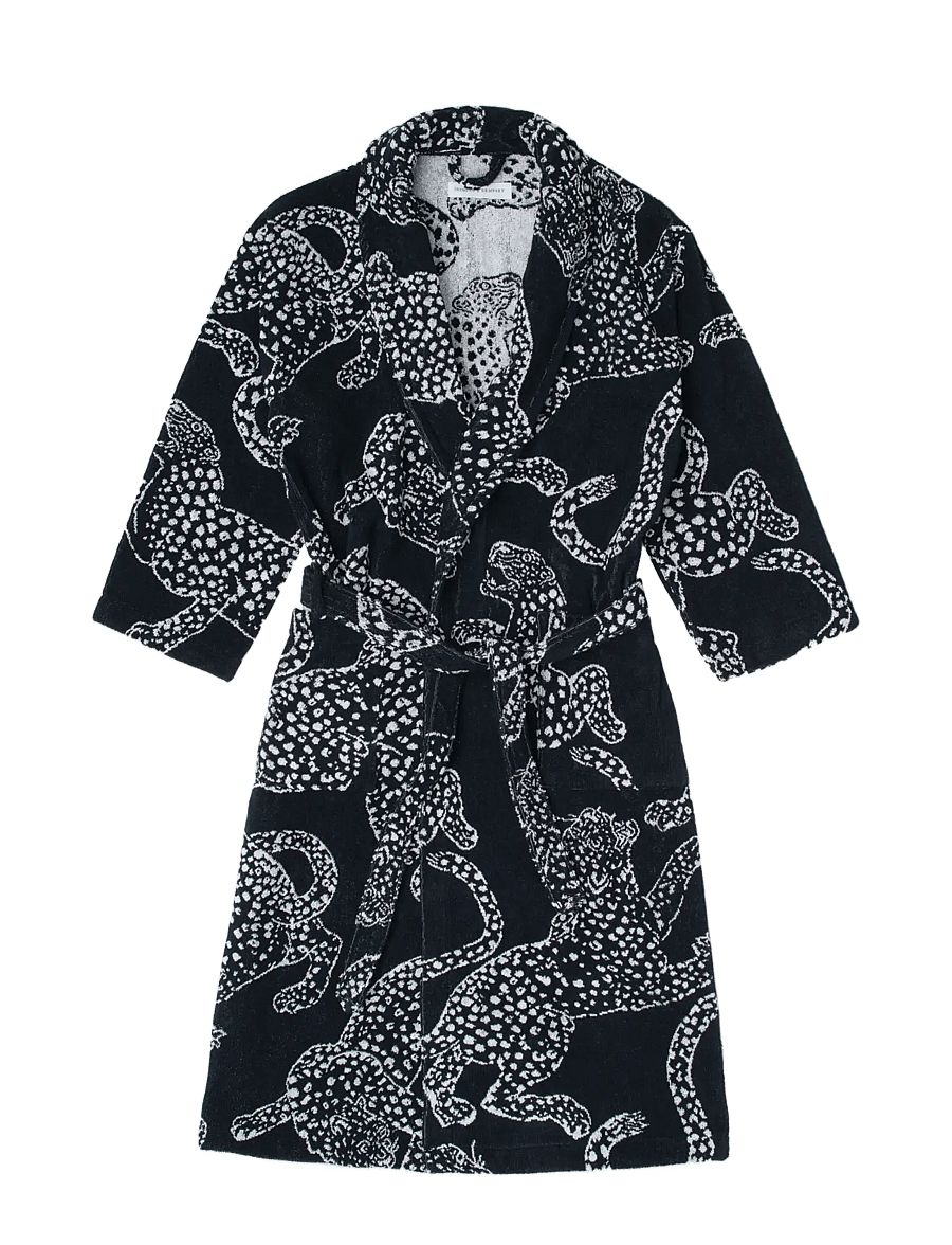 Desmond and Dempsey - Jag Cotton Towel Robe - black - 1