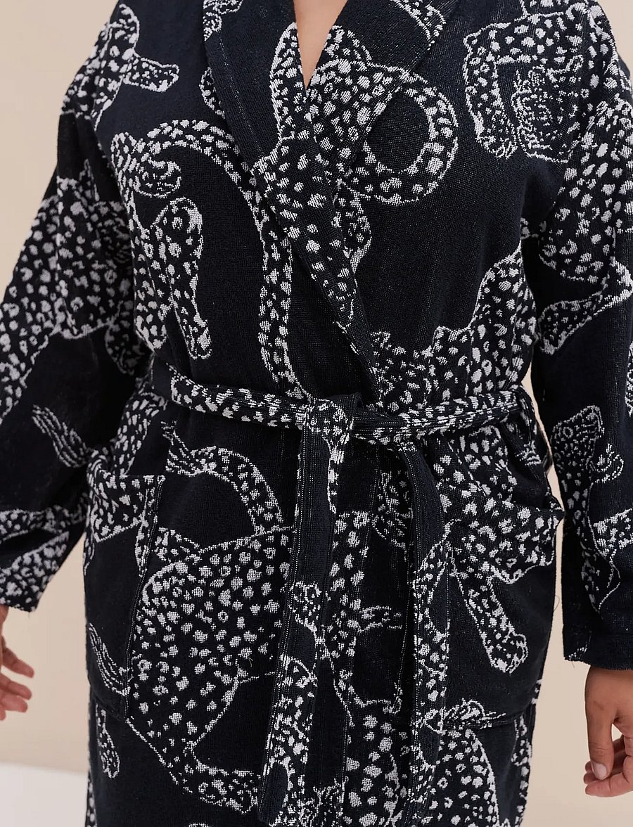 Desmond and Dempsey - Jag Cotton Towel Robe - black - 0