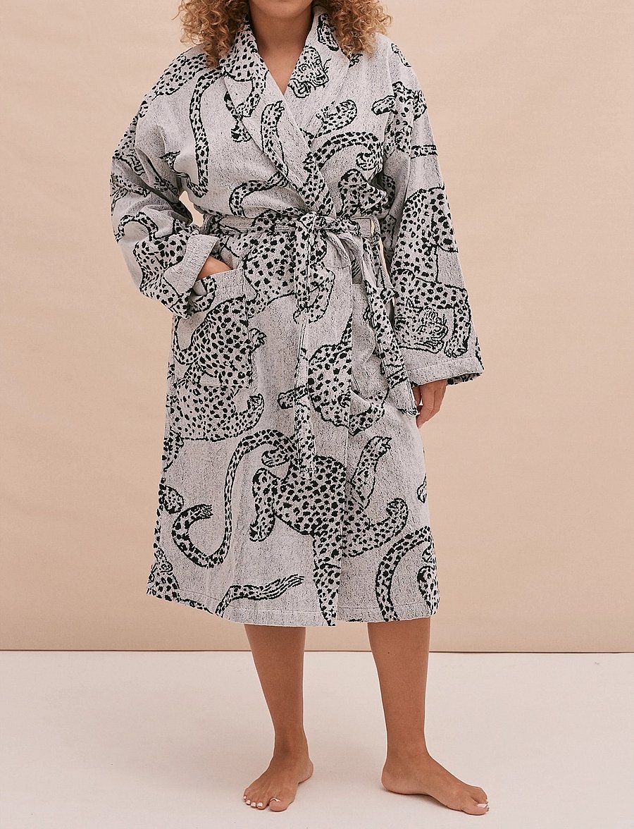 Desmond and Dempsey - Jag Cotton Towel Robe - hommikumantlid - cream - 0