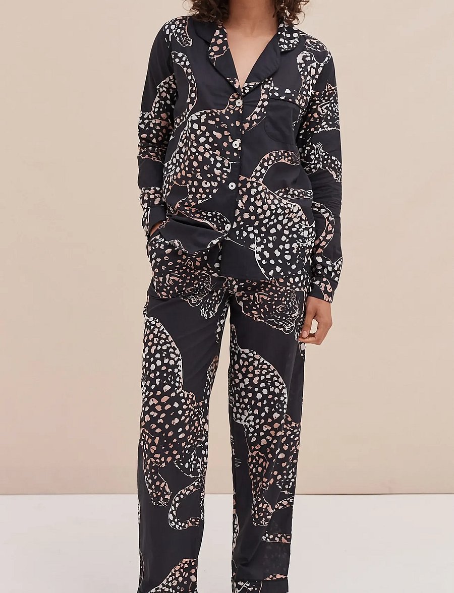 Desmond and Dempsey - Jag Long Pyjama Set - pyjamas - navy - 0