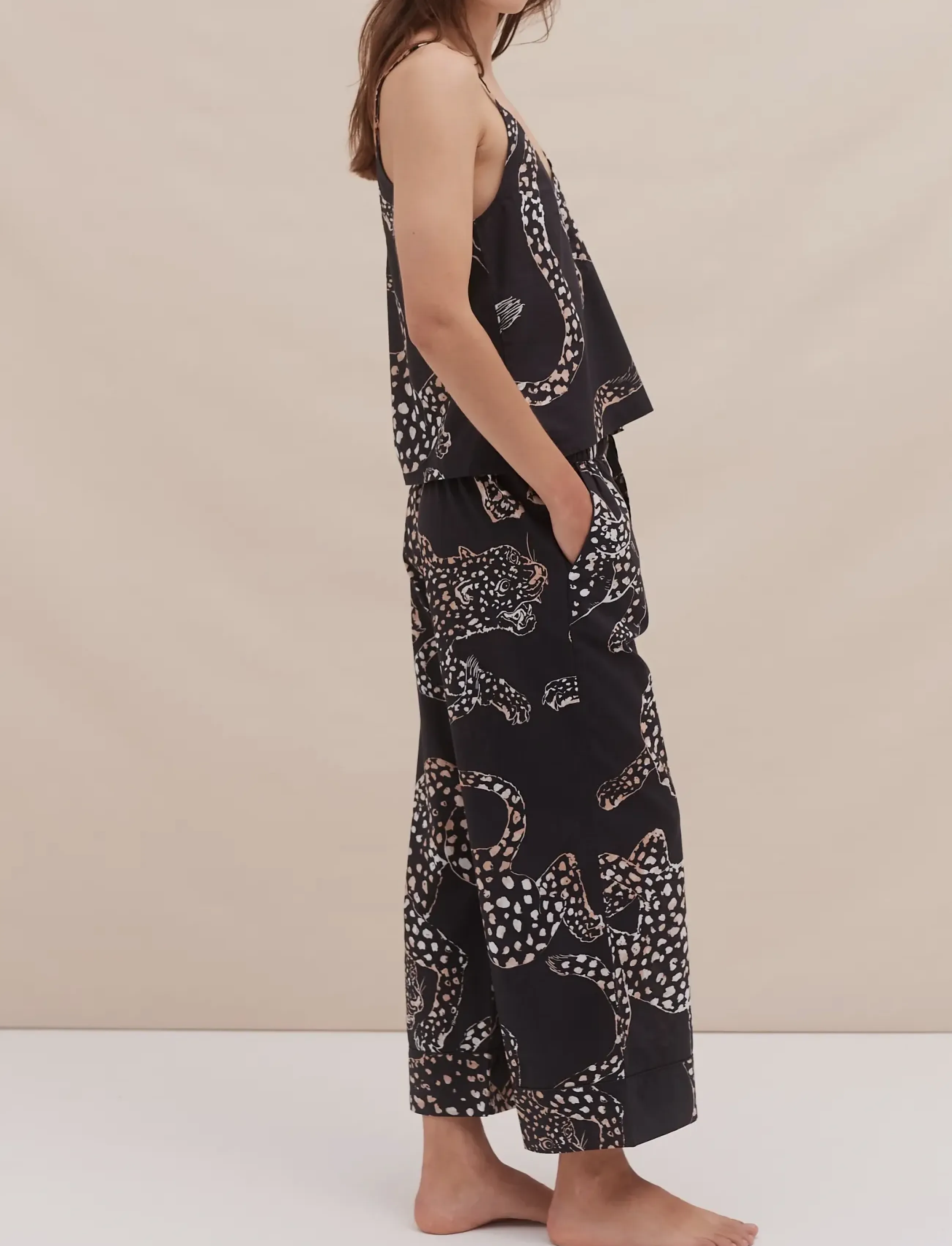 Desmond and Dempsey - Jag Cami & Wide Leg Trouser Set - pyjamas - navy - 3