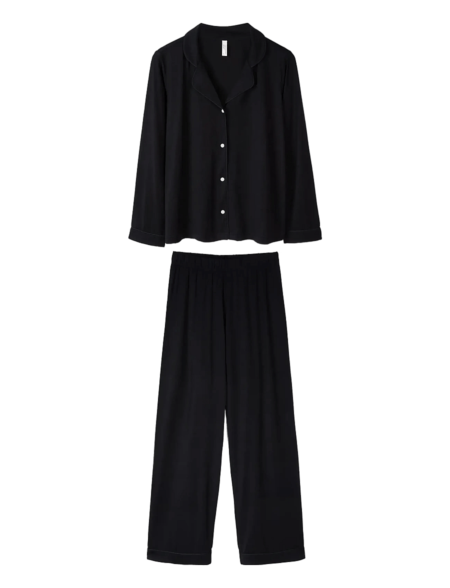 Desmond and Dempsey - Tigress Jersey Long Pyjama Set - pyjamas - black - 1