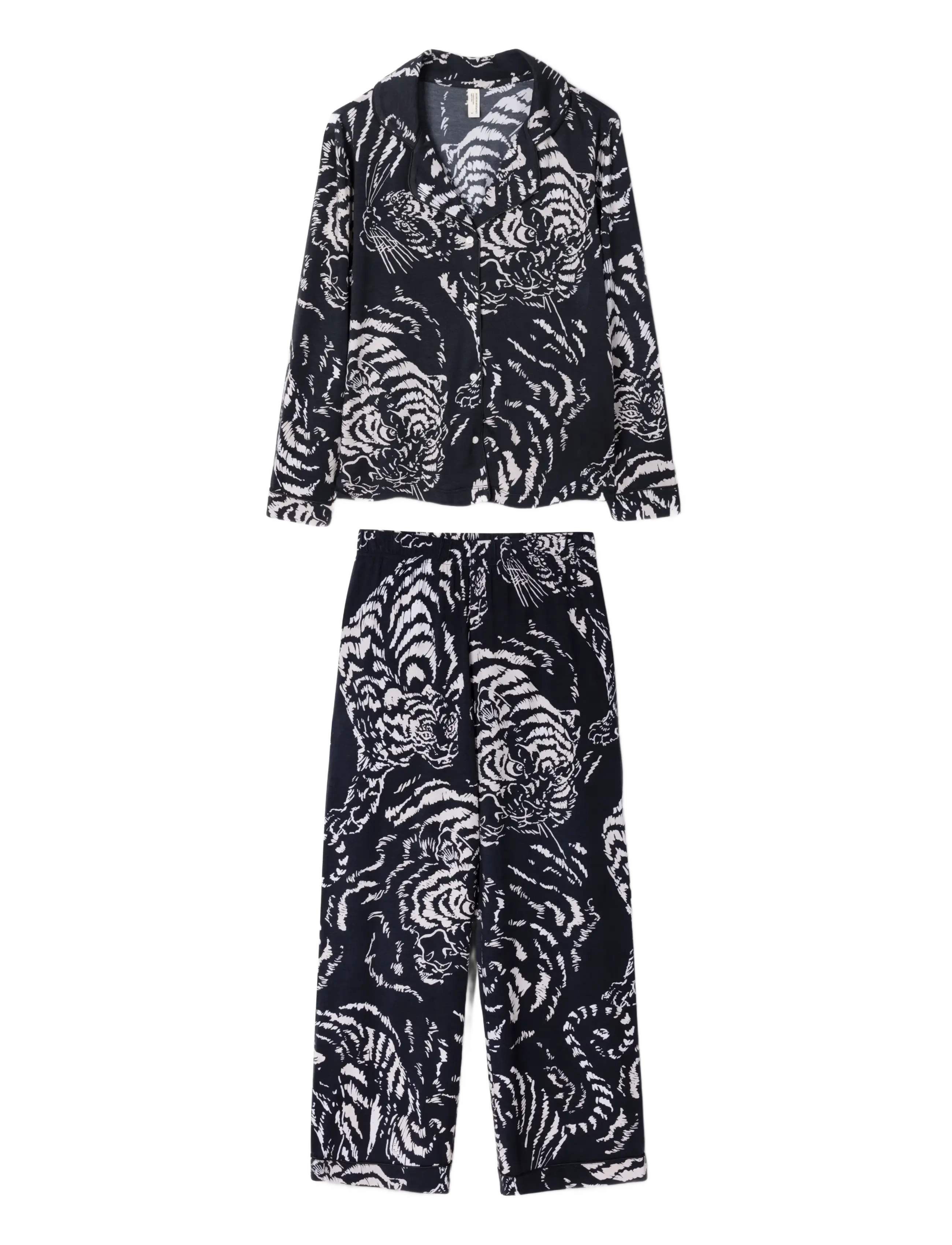 Desmond and Dempsey Tigress Jersey Long Pyjama Set - Desmond and Dempsey - TIGRESS BLACK / black