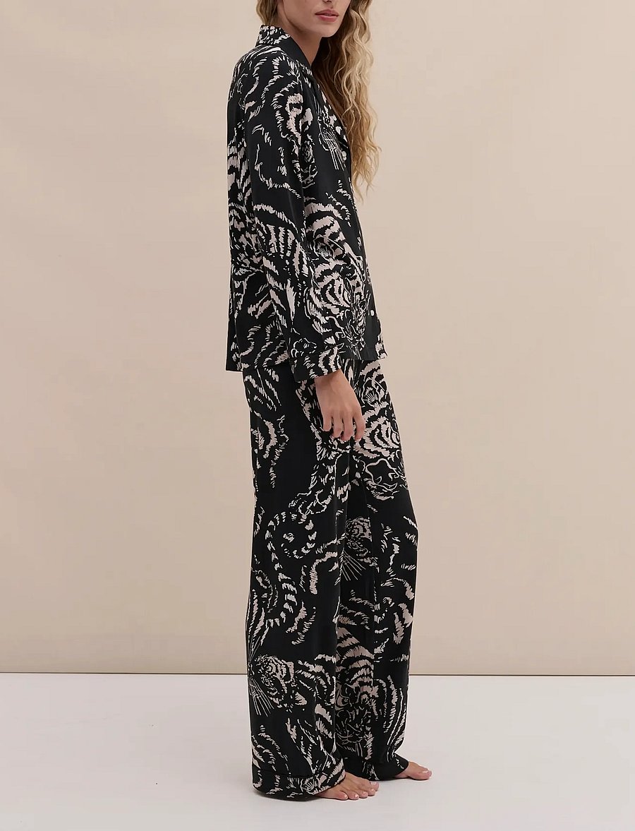 Desmond and Dempsey - Tigress Jersey Long Pyjama Set - pyjamas - tigress black - 3