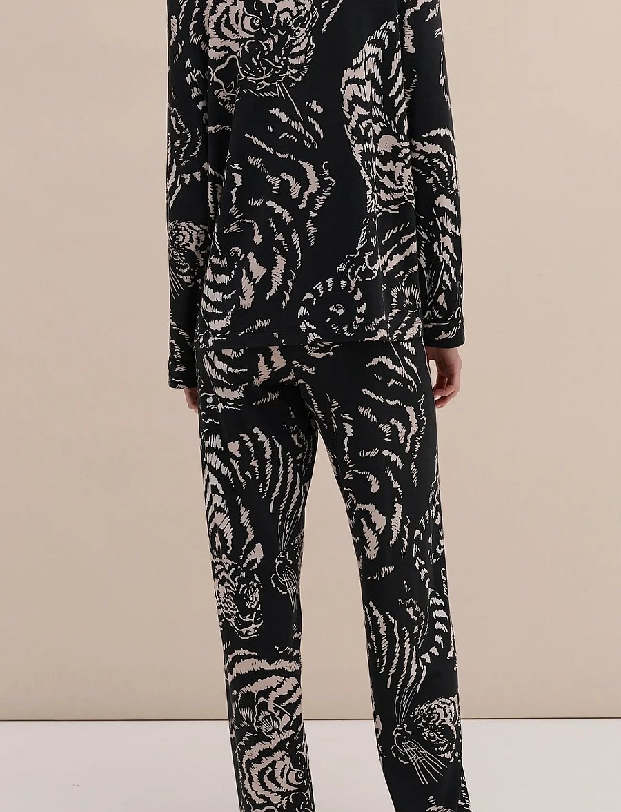 Desmond and Dempsey - Tigress Jersey Long Pyjama Set - pyjamas - tigress black - 4