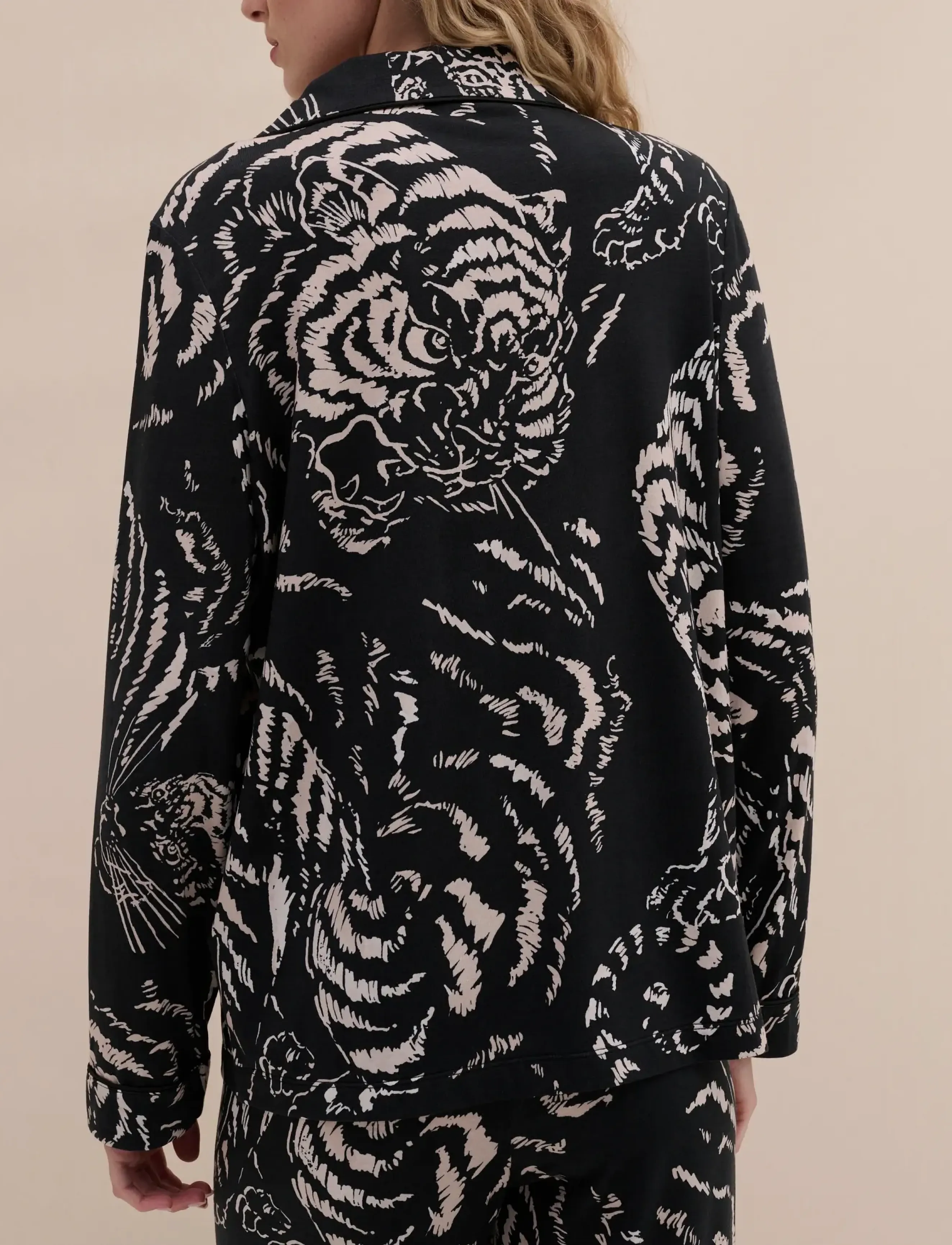 Desmond and Dempsey - Tigress Jersey Long Pyjama Set - pyjamas - tigress black - 5