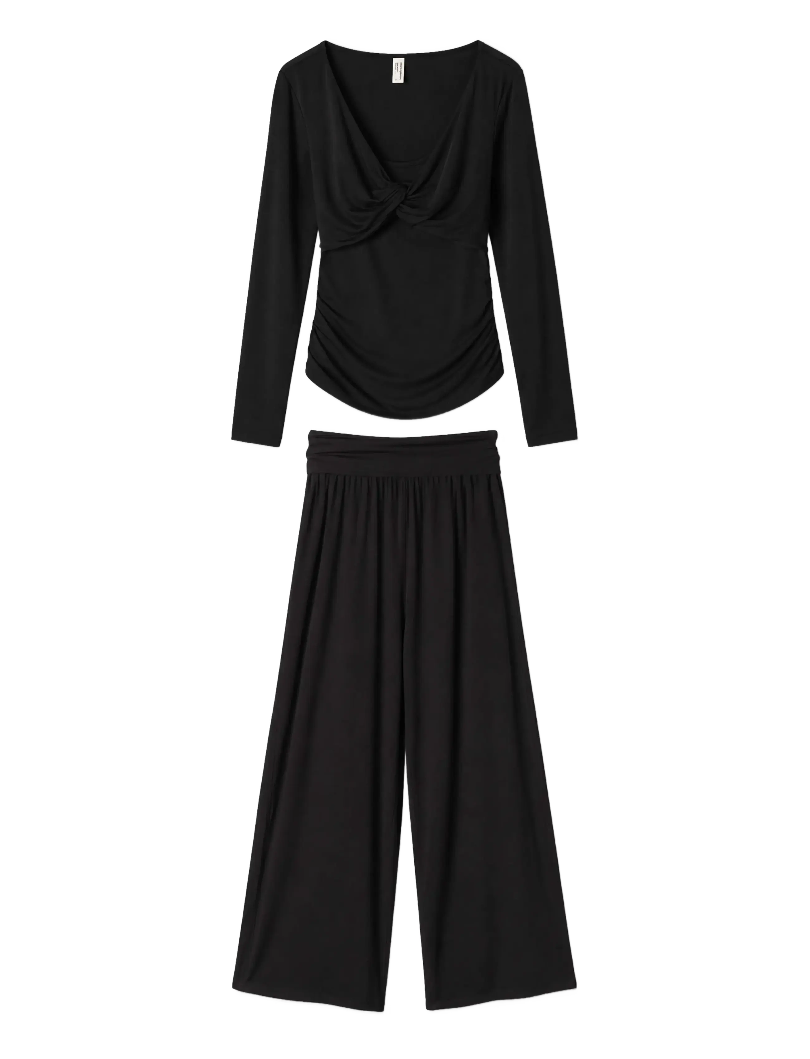 Desmond and Dempsey Plain Jersey Twist Set - Fashion Trends - BLACK / black