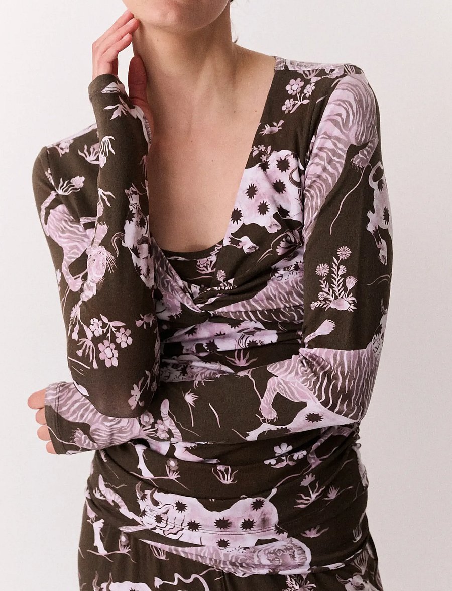Desmond and Dempsey - Plain Jersey Twist Set - pyjamas - chocolate inverted - 3