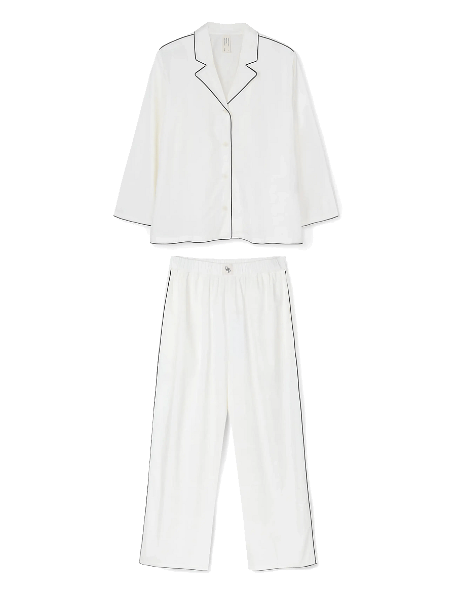Desmond and Dempsey - 402 Long Pyjama Set - pyjamas - cream - 1