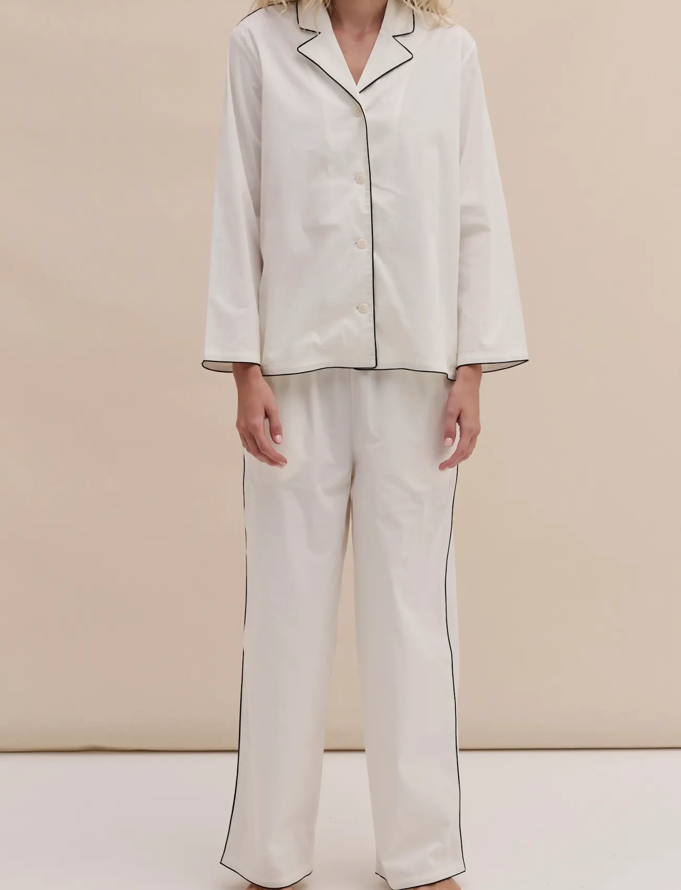 Desmond and Dempsey 402 Long Pyjama Set - Pyjamas - CREAM / cream
