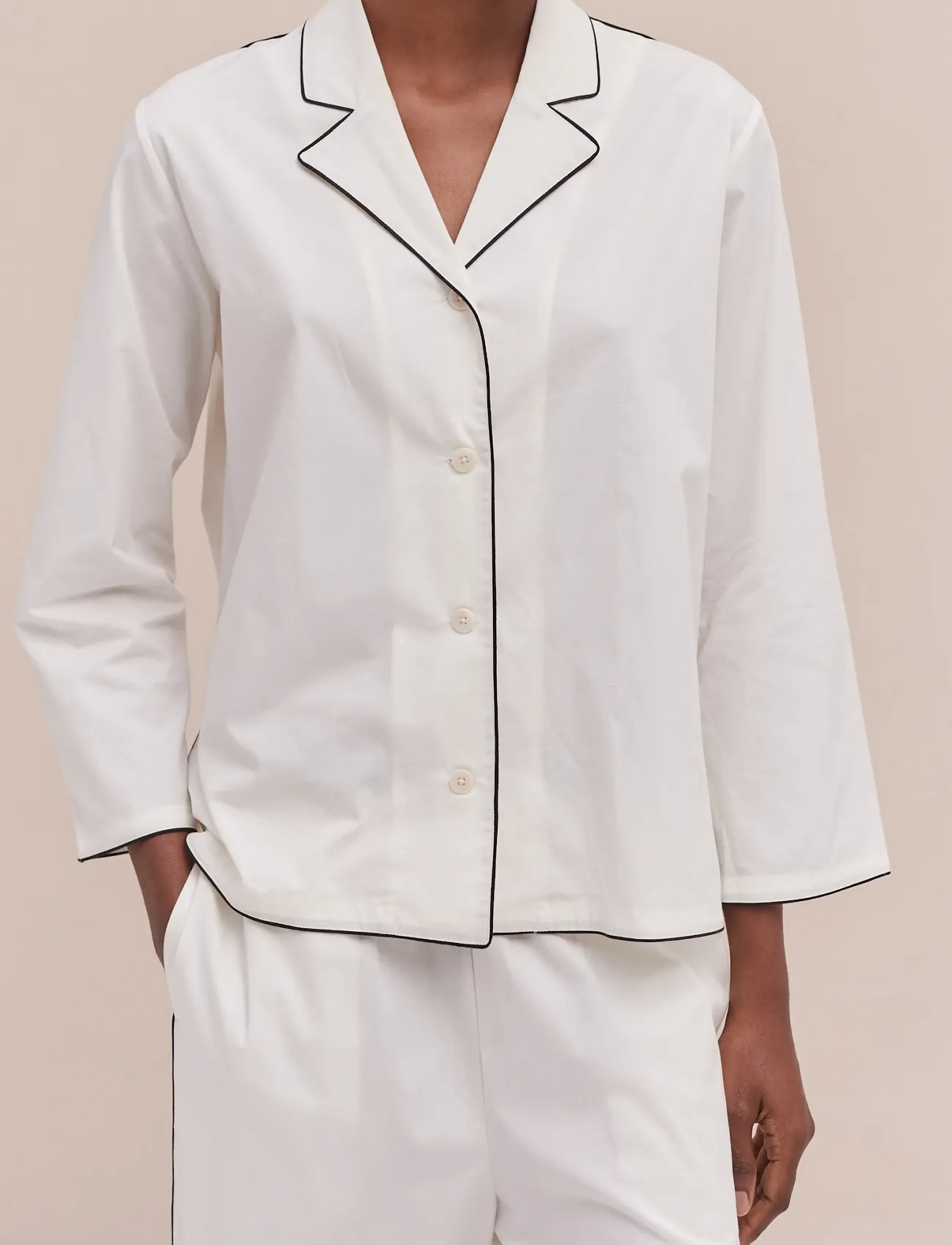 Desmond and Dempsey - 402 Long Pyjama Set - pyjamas - cream - 2