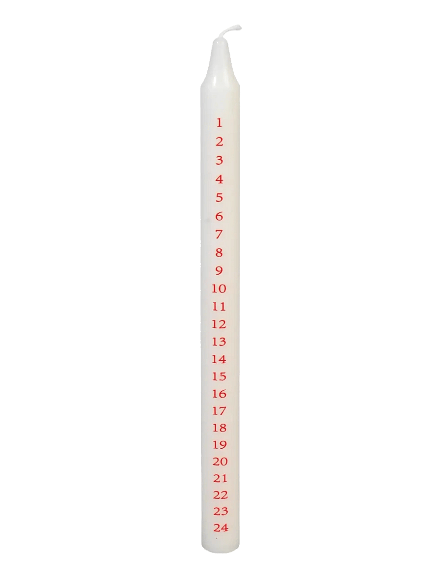 Det Gamle Apotek - Calendar candle H29 x Dia 2,2 - weihnachten - adventskerzen - white - 0