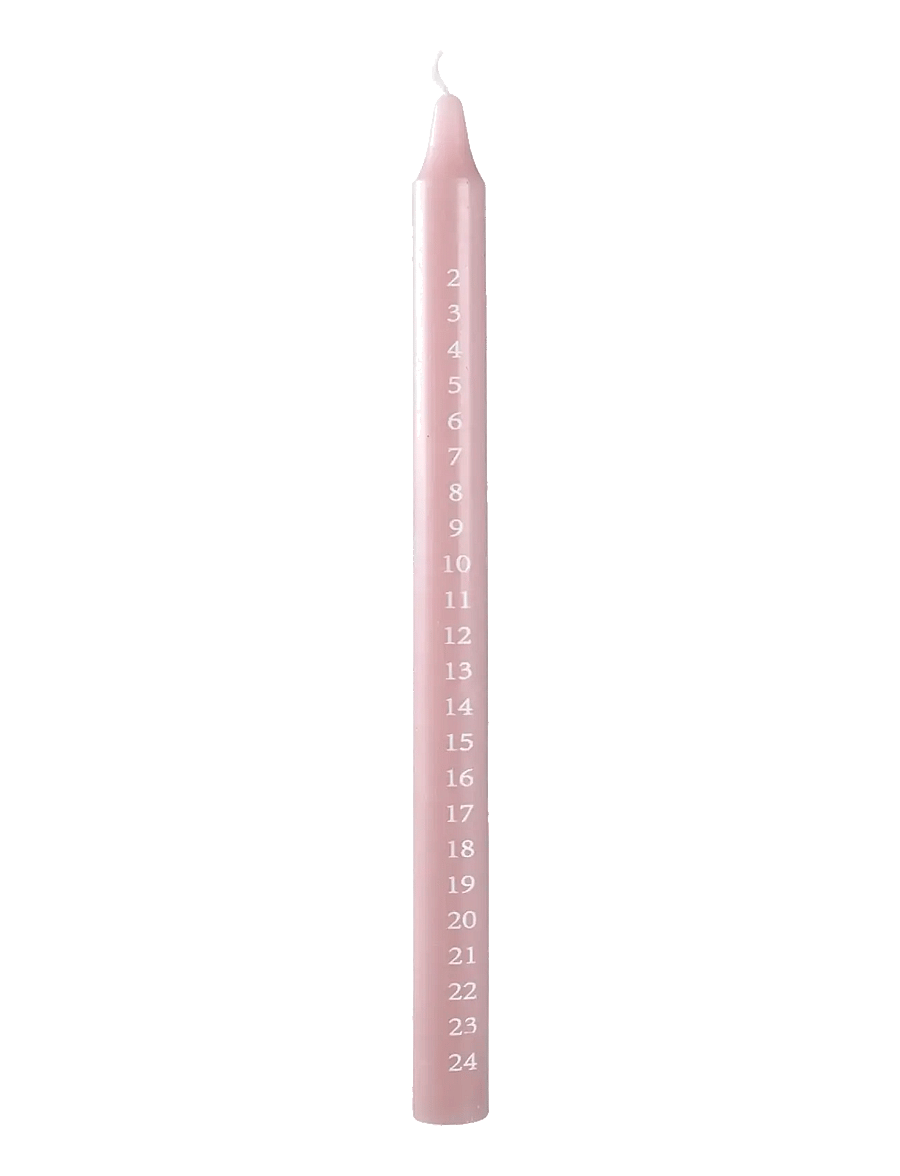 Det Gamle Apotek - Calendar candle H29 x Dia 2,2 - weihnachten - adventskerzen - pink - 0