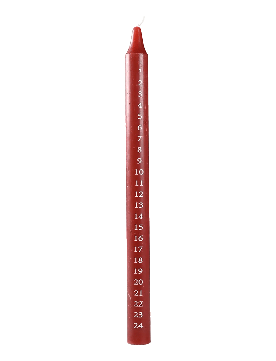 Det Gamle Apotek - Calendar candle H29 x Dia 2,2 - weihnachten - adventskerzen - red - 0
