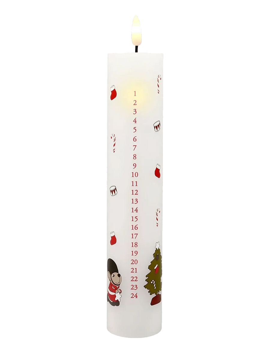 Det Gamle Apotek - Calender candle H24,5 x Dia 5 with LED - jõuluvalgustus - white - 0
