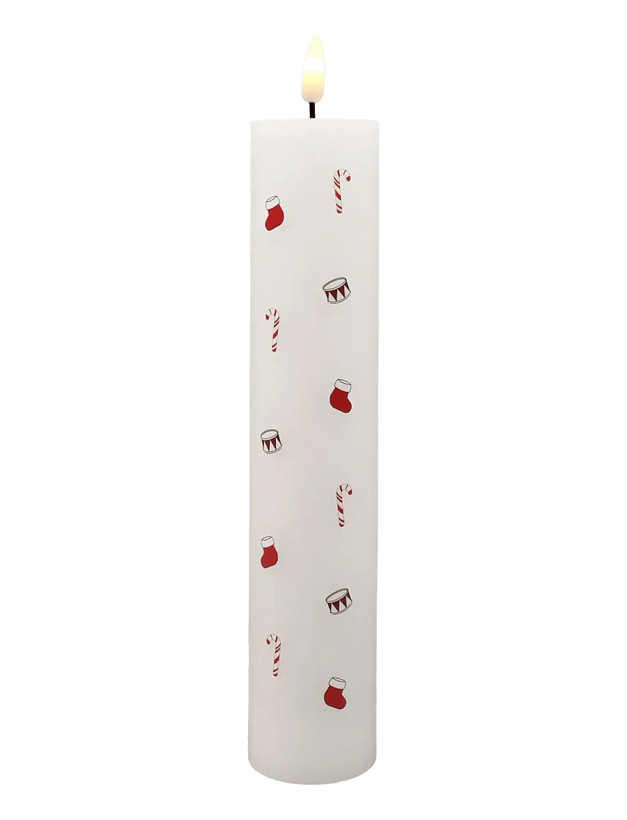 Det Gamle Apotek - Calender candle H24,5 x Dia 5 with LED - jõuluvalgustus - white - 1